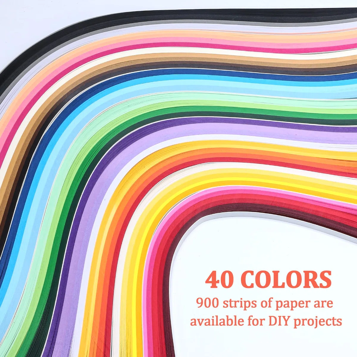 Tiras de papel de filigrana de 5 mm de ancho, 40 colores, 900 tiras, kit de tiras de papel de origami para manualidades, longitud de 39 cm