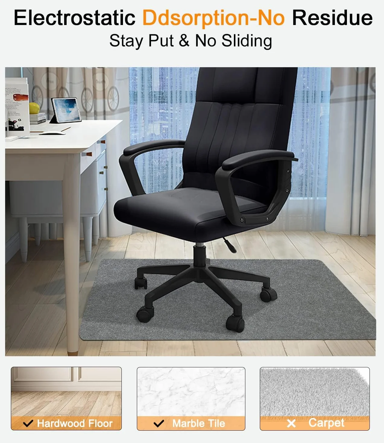 90 x 120 cm Protector Suelo Silla Ruedas, Gris Oscuro Antideslizante Protector Suelo, Alfombra Silla Ruedas, Alfombra Silla Gaming, Alfombrilla para Silla de Oficina, tapete de protección de baldosas