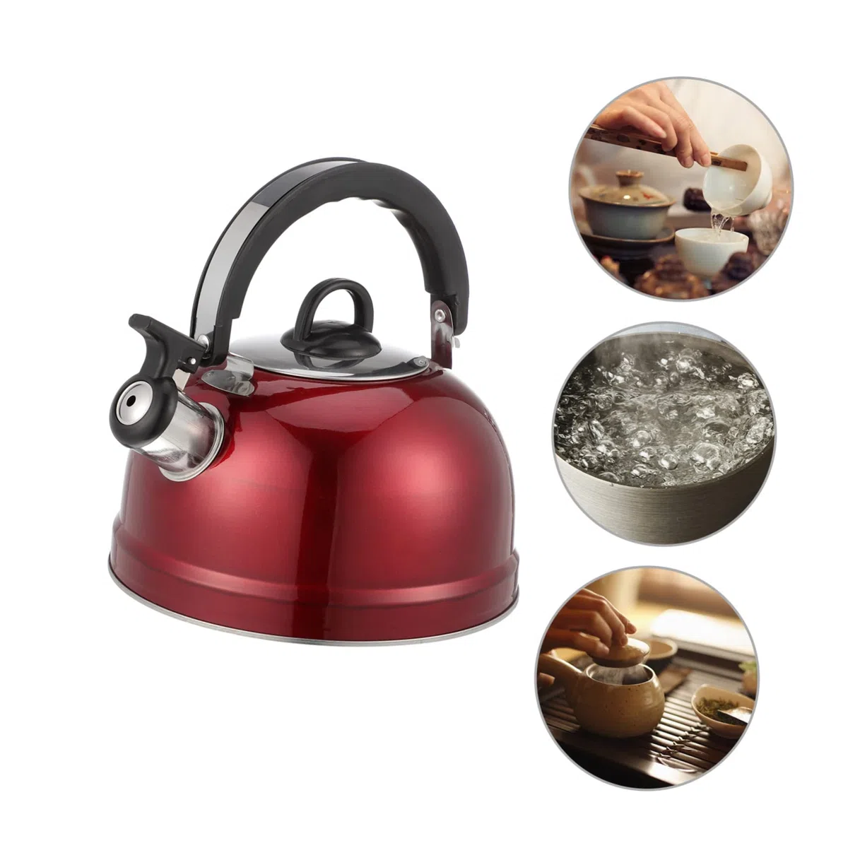 PRETYZOOM Hervidor Agua Acero Inoxidable 3L Silbato Para Estufa Gas E Inducción Mango Ergonómico Té Café Vino Hogar Oficina