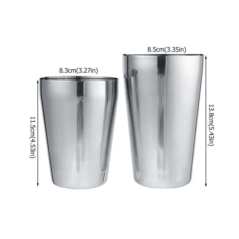 Zerodis- Coctelera Acero Inoxidable Coctelera Profesional Coctelera de Acero Inoxidable para Hogar Restaurante Bar(600/450ml)