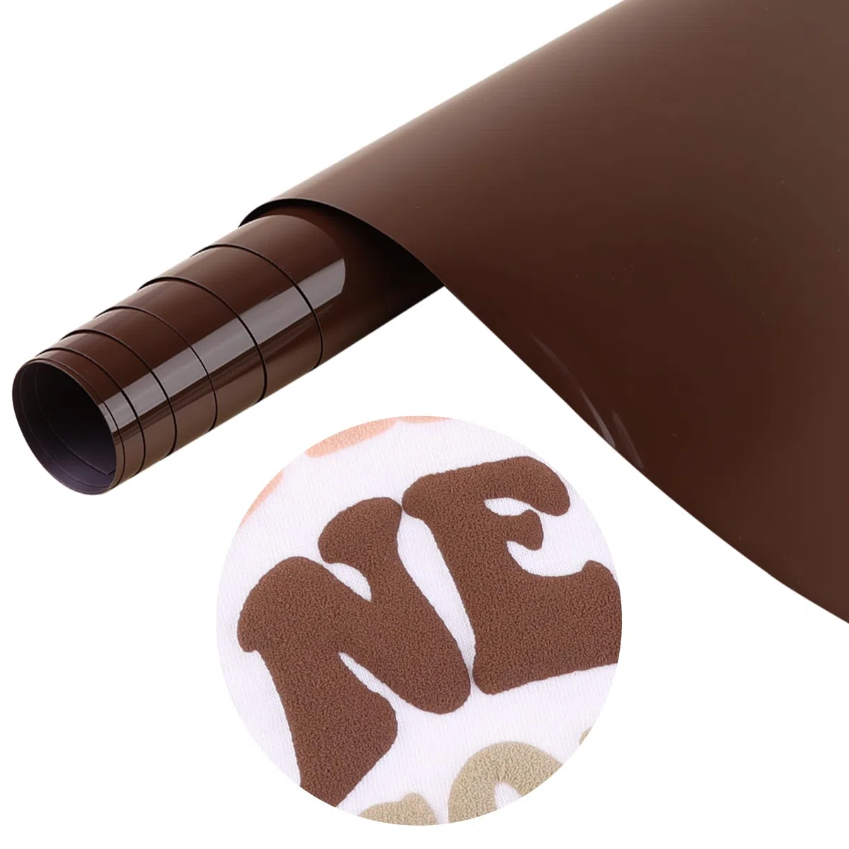 Tintnut Transferencia de calor de vinilo de 10 pulgadas x 6 pies 3D Brown Derby Puff HTV Roll Heat Transfer Vinilo Foaming Colorful Puffy Iron on Vinilo para Camisetas
