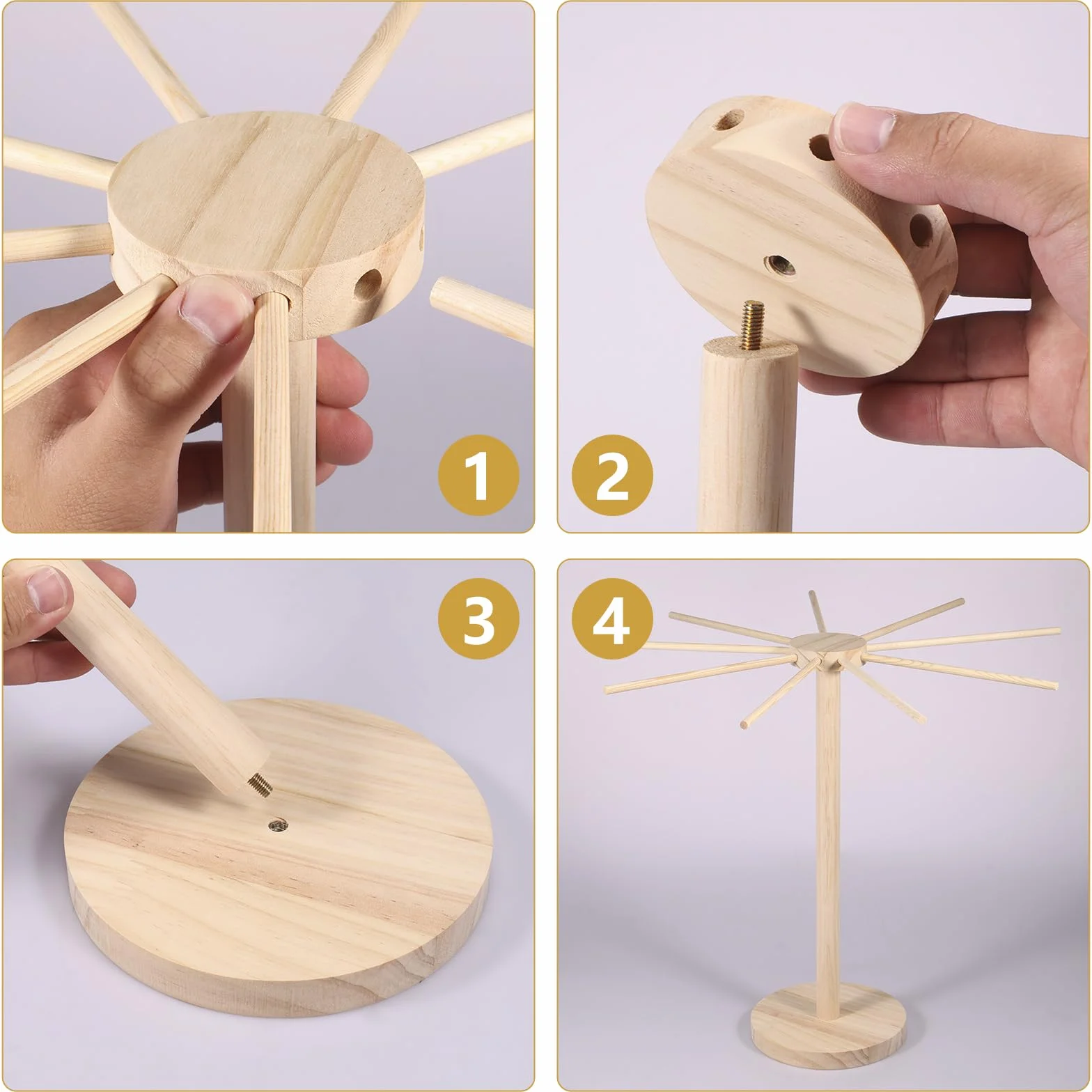 Secador de pasta de madera, 46 cm x 40 cm, para hasta 4,5 kg, con 9 brazos extraíbles, reutilizable, para pasta y fideos (A)