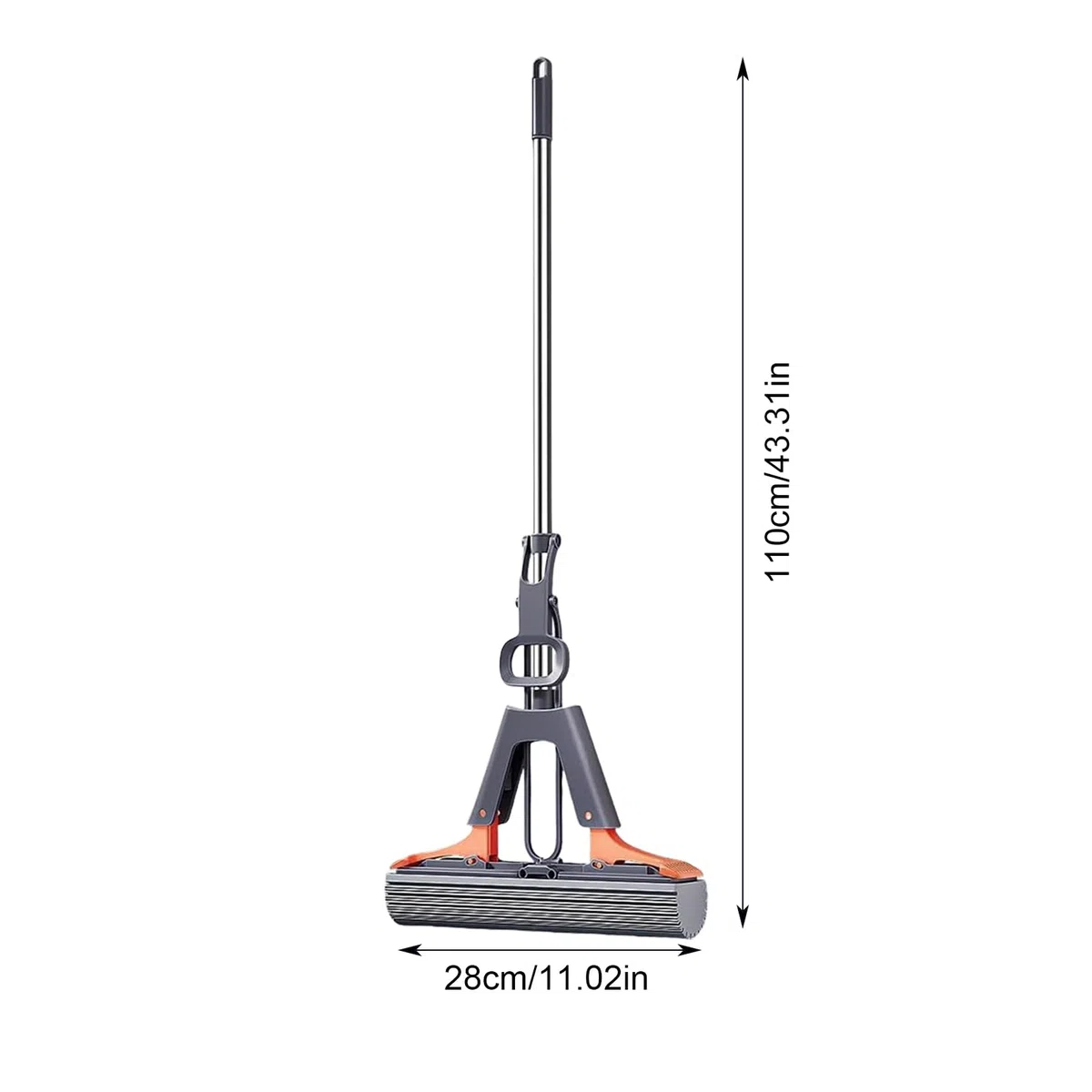 Pva - Mopa de esponja autoapretable, con 2 cabezales de esponja superabsorbentes, esponja para limpiar suelos, fregona de suelo con mango de acero inoxidable para uso en seco y húmedo para baño y