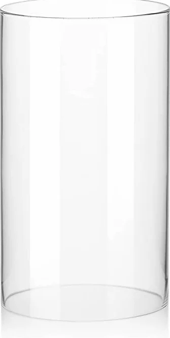 Cilindro de cristal transparente soplado boca apertura exterior 5 cm altura 25 cm pared 3-4 mm, sin fondo