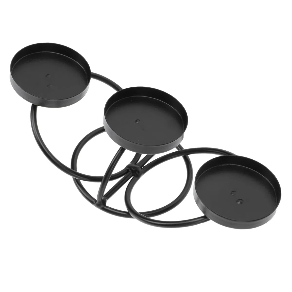 Candelabro de Hierro Artesanal Negro para Velas de Té, Triple Portavelas Copas de Vidrio, Decoración Europea para Hogar y Restaurantes, Adorno de Mesa Elegante y Resistente