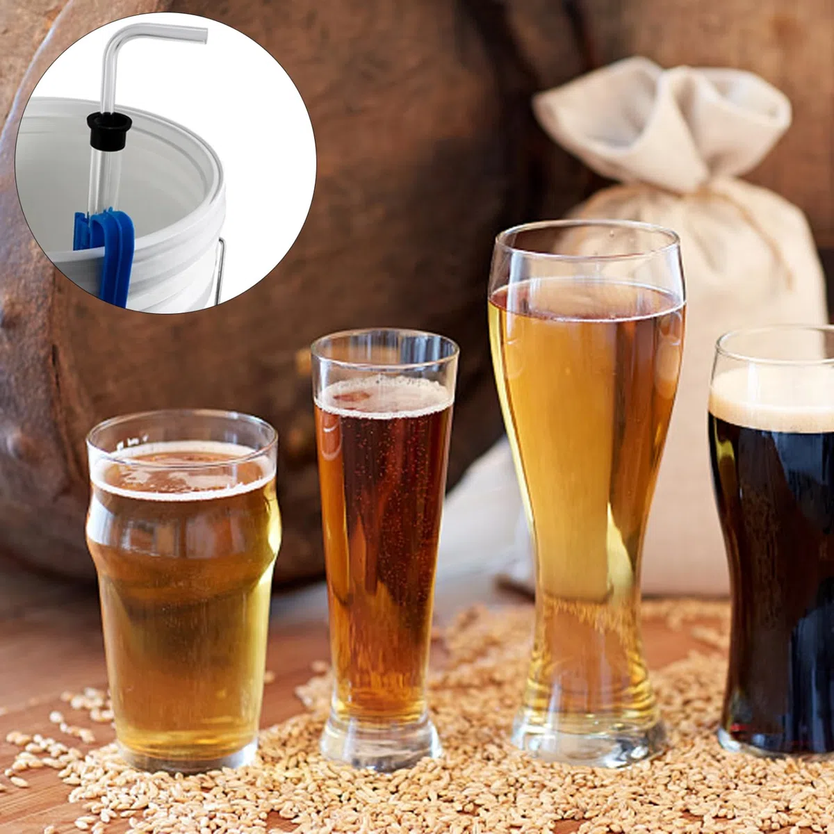 Gcroet Syphon Auto Syphon 14 Pulgadas Bomba de sifón casera con Tubos y un Kit de fabricación de Vino Transparente para la Abrazadera para Cervezas de lotes de lotes Kombucha.