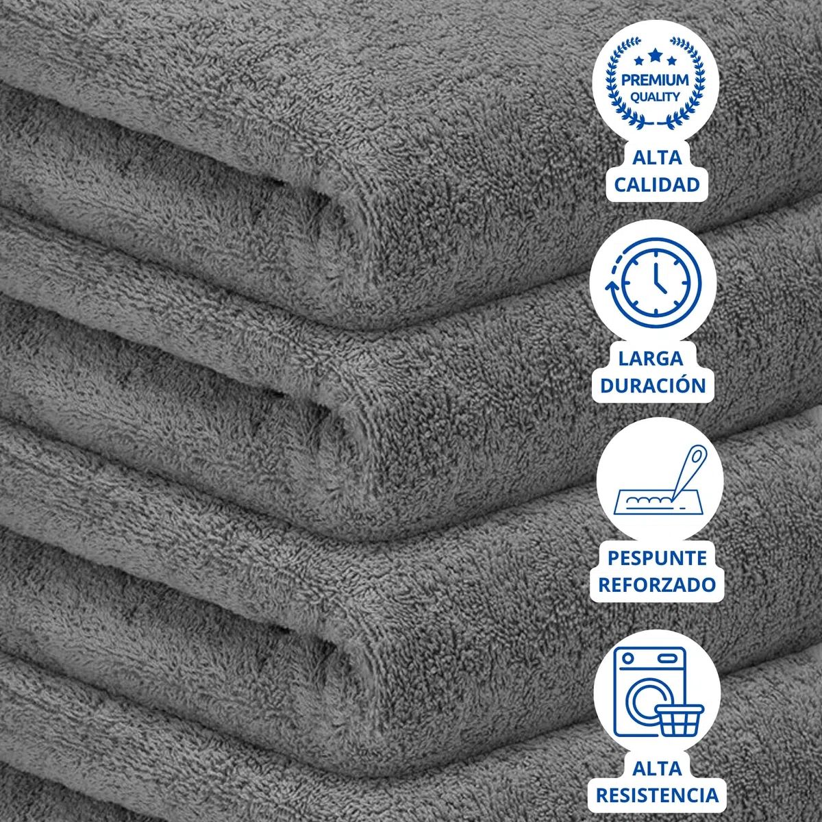 DECASATEXTIL Pack 4 Toallas Lavabo 50x100cm Algodón 450g/m² – Suaves y Absorbentes – Toallas Baño y Mano para Lavabo, Gimnasio o Aseo (Marengo)