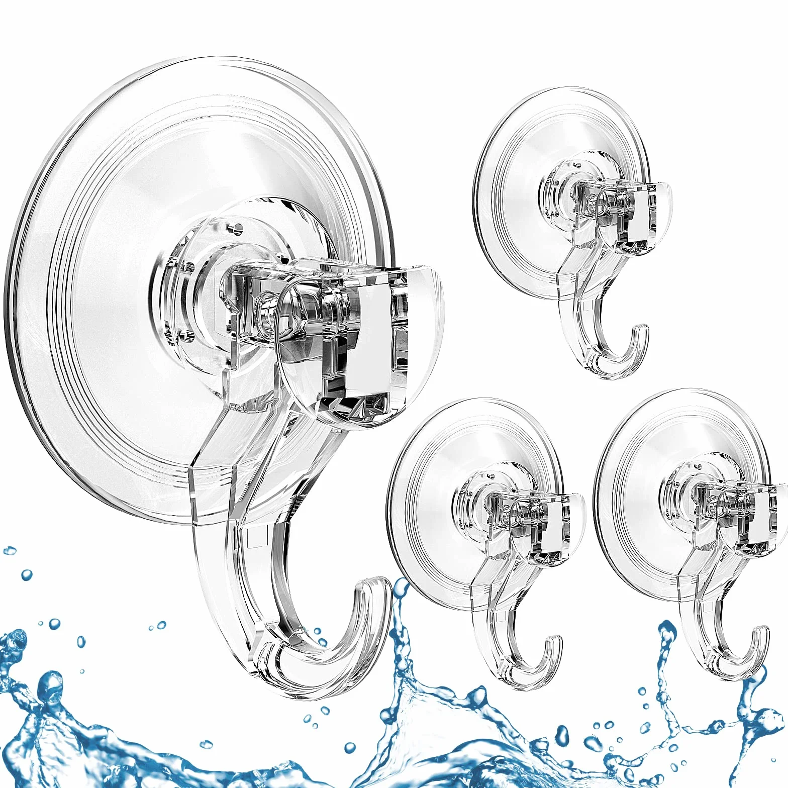 Quntis Juego de 4 ventosas con gancho para el hogar, baño, ducha, cocina, casa, cristal, ganchos para cortinas para azulejos, puerta de baño de espuma para ducha, 5 kg transparente
