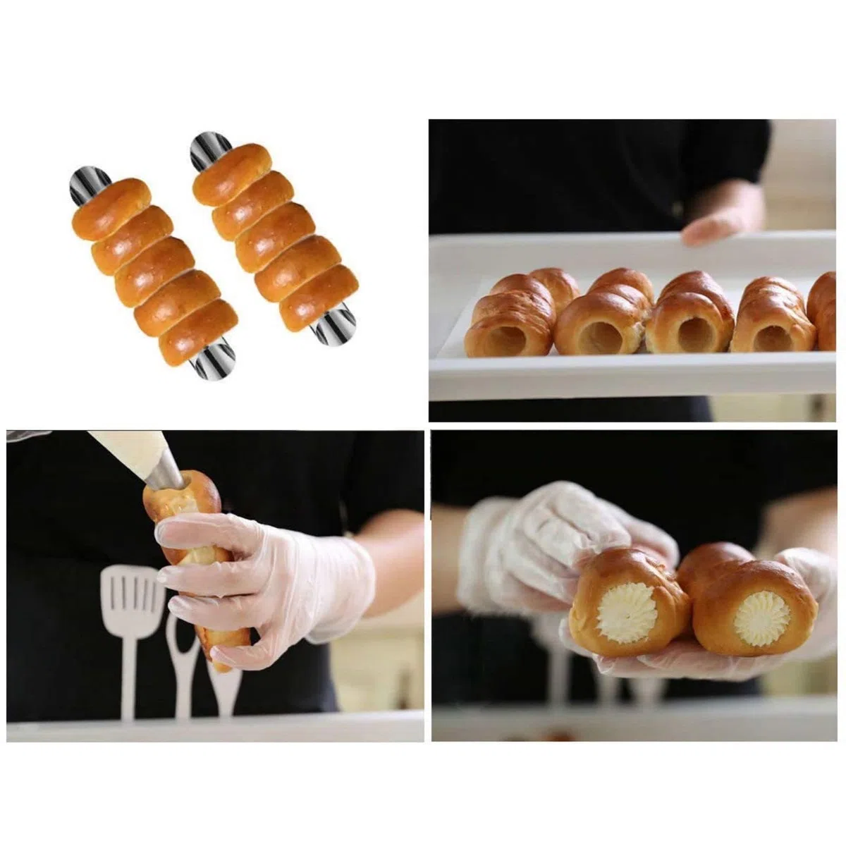 Cannoli Molde Tubos, MKNZOME 20 Piezas Juego de Moldes de Cuerno de Crema Moldes de Acero Inoxidable de Cannoli Molde para Hornear Pan Molde del Cuerno para Panqueques, Crema, Molde de Croissant DIY
