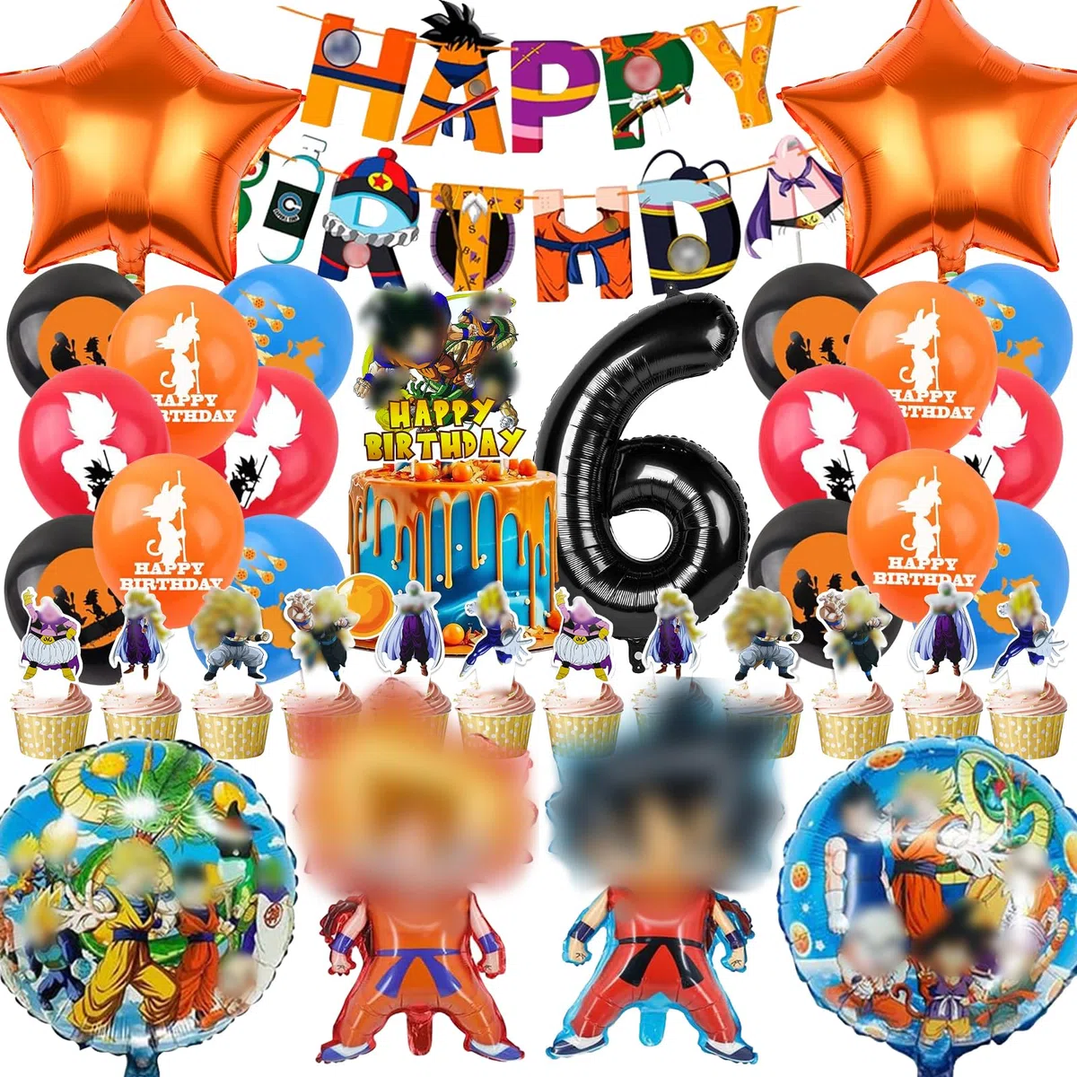 37 Piezas Set de Cumpleaños Dragnball 6 Años Niño, Decoracion Cumpleaños Dragnball Globos de Infantil, Decoración Globos para Fiesta de Niños