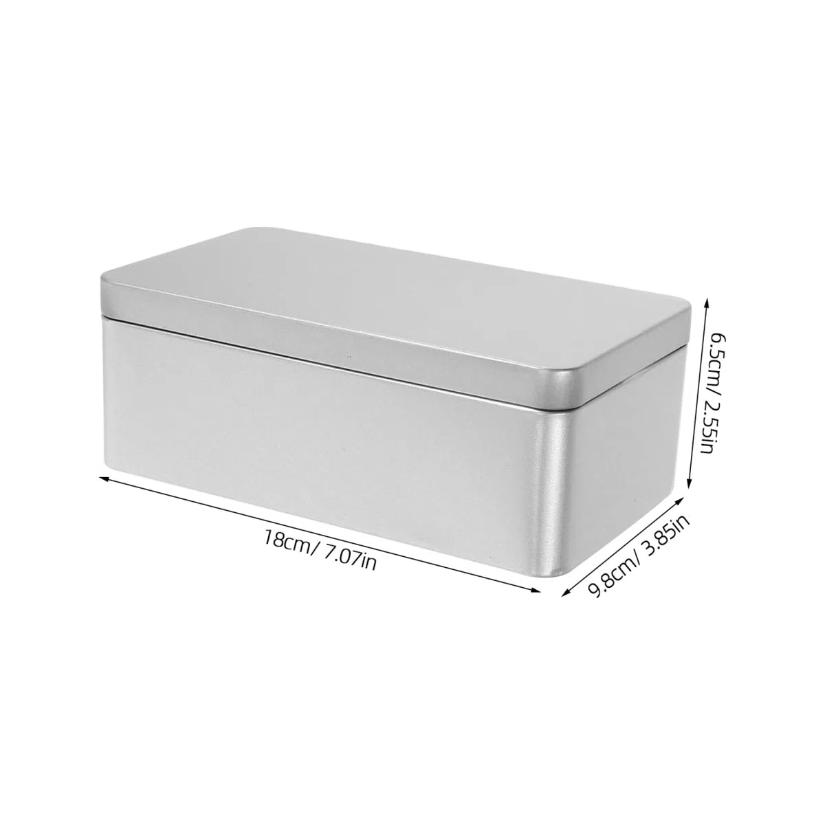 UKCOCO Caja De Almacenamiento Grande De Hojalata Rectangular Tarro De Metal Plata 18 X 9 8 X 6 5 Cm Caja Para Chocolates