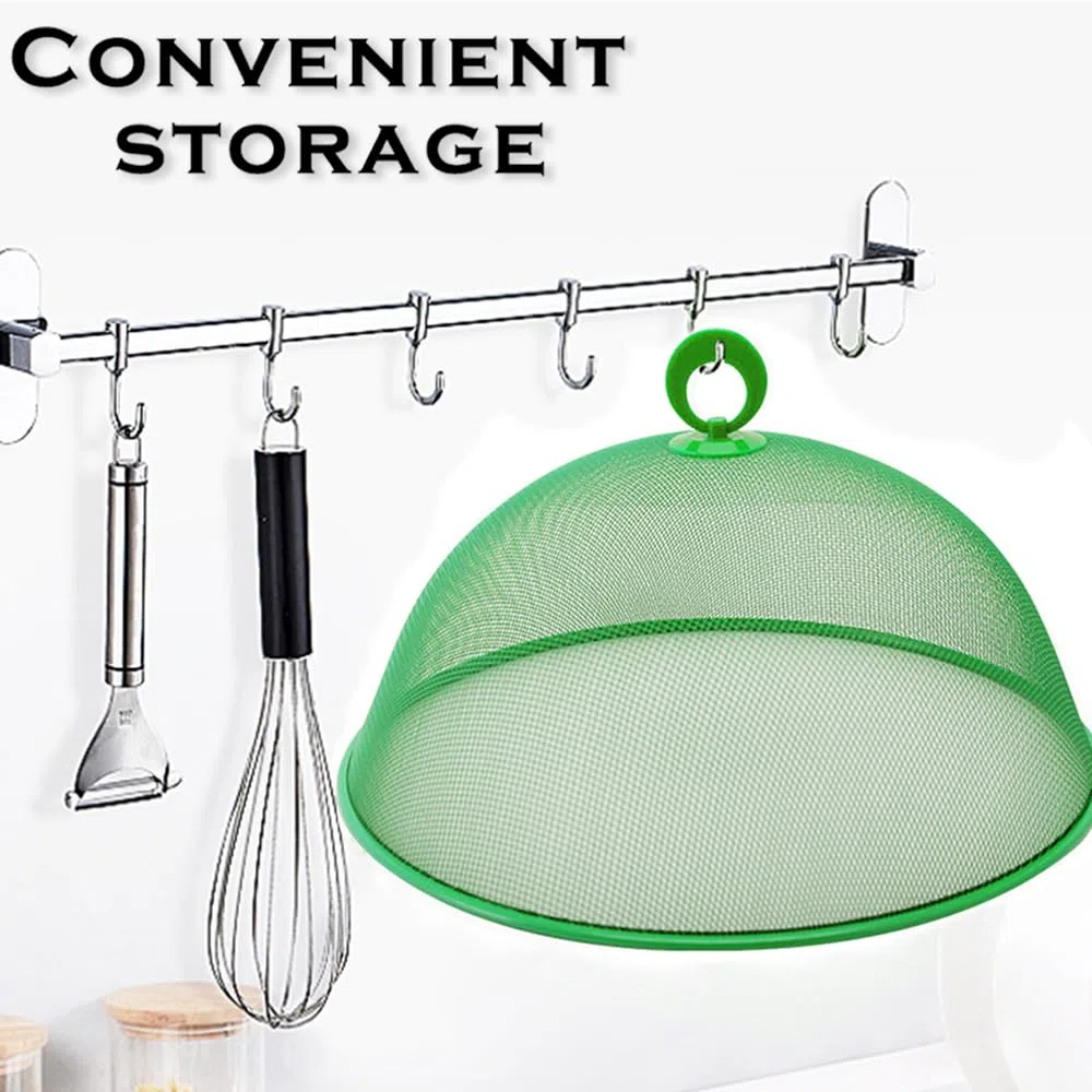 3 Piezas Protector de Cubierta de Comida, Cubierta de Malla para Alimentos, Cubierta Comida Malla Metálica, Protección contra Moscas de Metal con Asa, para Cocina, Picnic (Verde)