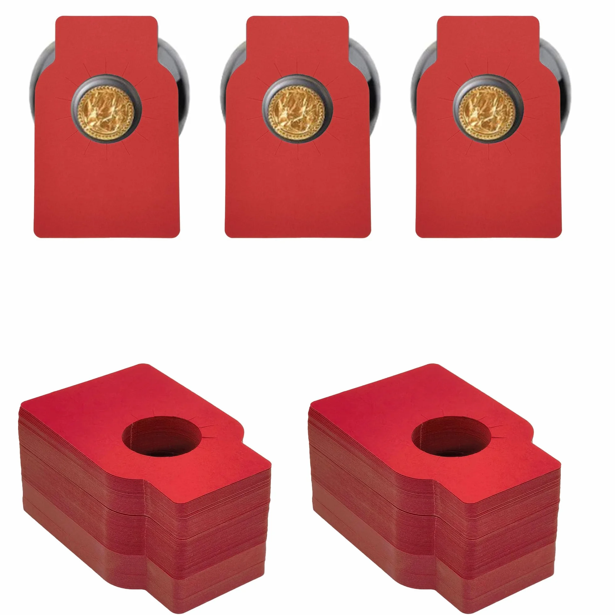 Etiquetas para Botella De Vino Etiquetas De Cuello De Botella De Vino Etiquetas De Papel Kraft para Botellas De Vino para Bodega Hogar Vino Champagne Cerveza Marcar (Rojo)
