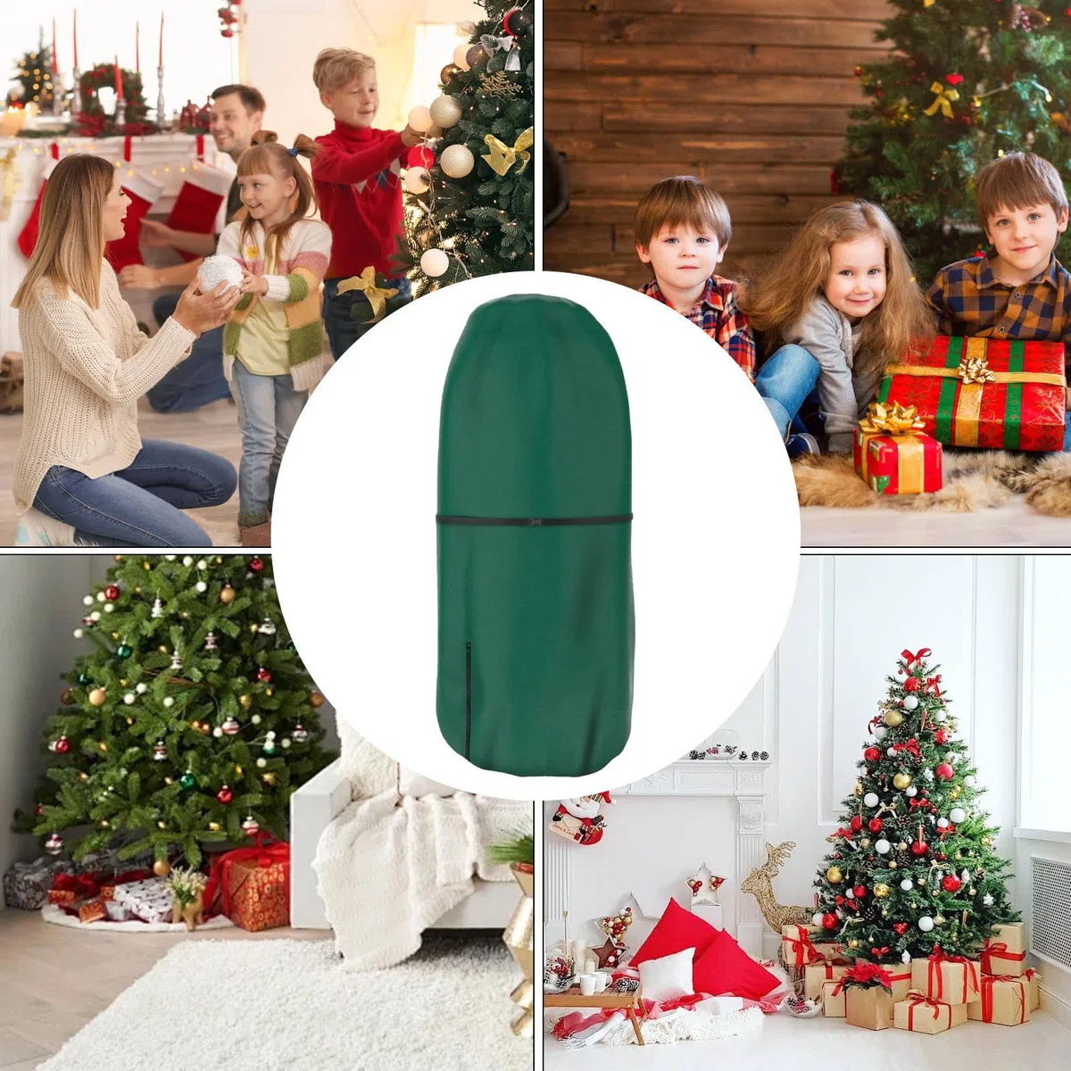 Bolsa para árbol de Navidad, funda de inserción plegable, soporte de temporada interior, bolsa de cierre compacto, correas de agarre duraderas, con escudo fuera de temporada para limpieza de abeto