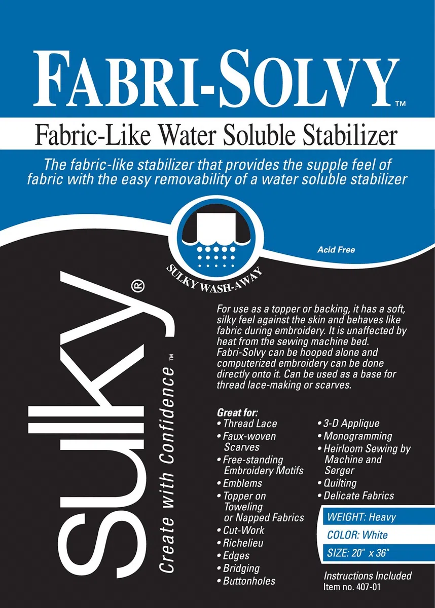 Sulky Fabri-Solvy Estabilizador Soluble, 20 x 36 Pulgadas