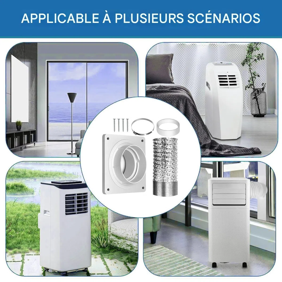 Kit de ventilación portátil para aire acondicionado | Accesorio de manguera de escape para aire acondicionado móvil – Adaptador de longitud ajustable para ventilación de refrigeración de hogar