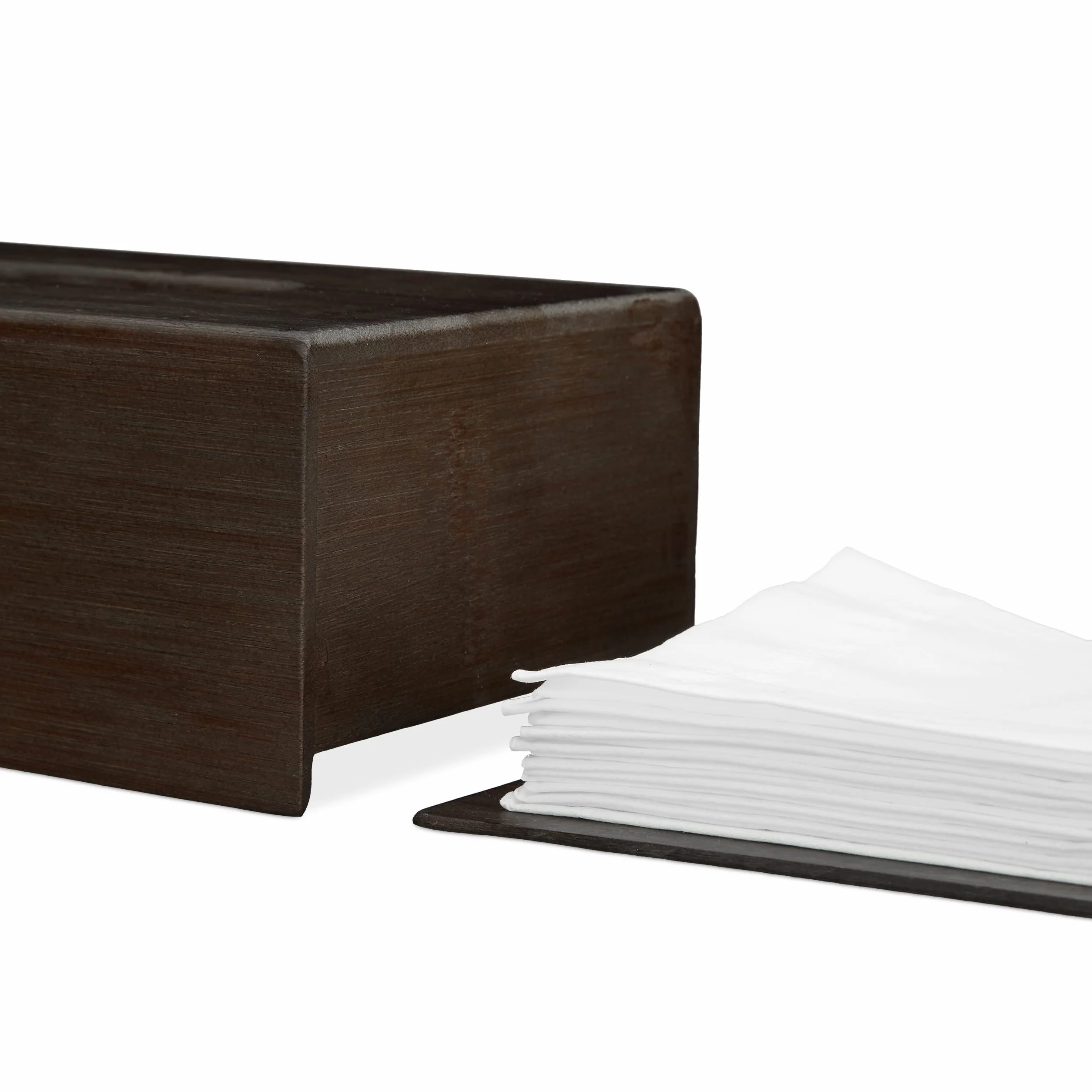 Relaxdays Caja para pañuelos de bambú, Portapañuelos con Suelo Deslizante, 7,5 x 24 x 12 cm, Marrón Oscuro