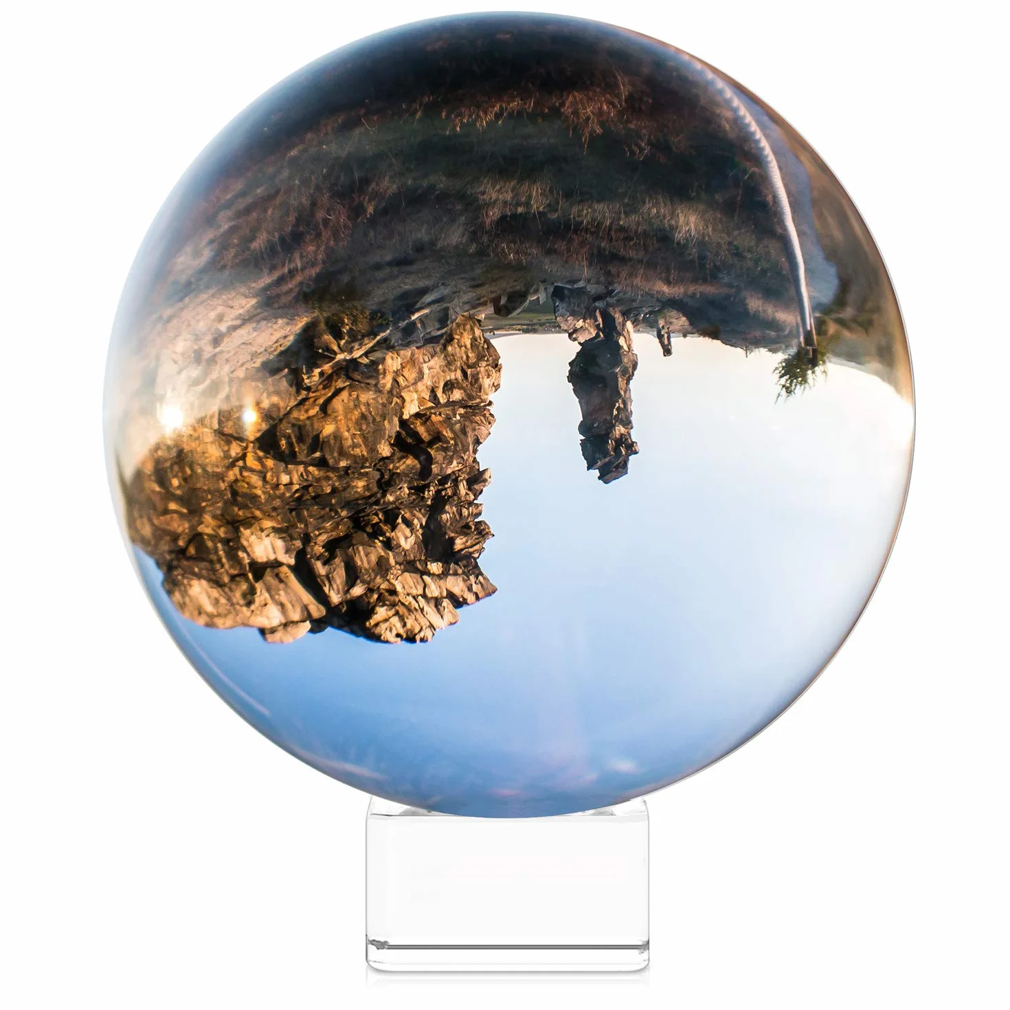 Navaris Bola de Cristal para fotografía - Esfera con Soporte - Bola de Vidrio K9 Transparente para decoración - Ø 130MM