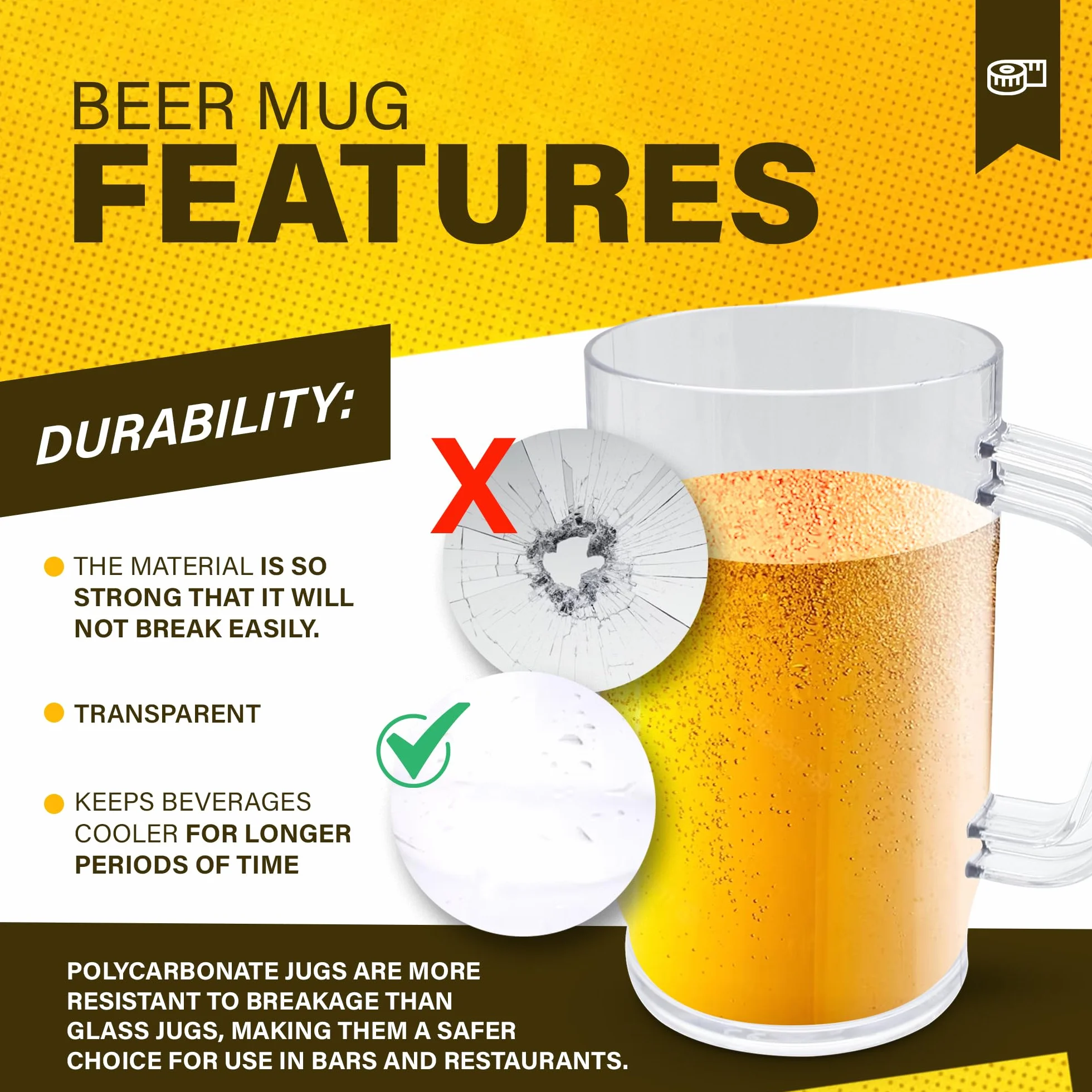 DOJA Barcelona | Jarra de Cerveza de Plástico | 50 cl | Pack 2 | Jarras de Policarbonato | Vasos de Cerveza Reutilizables | Para Cerveza Artesanal