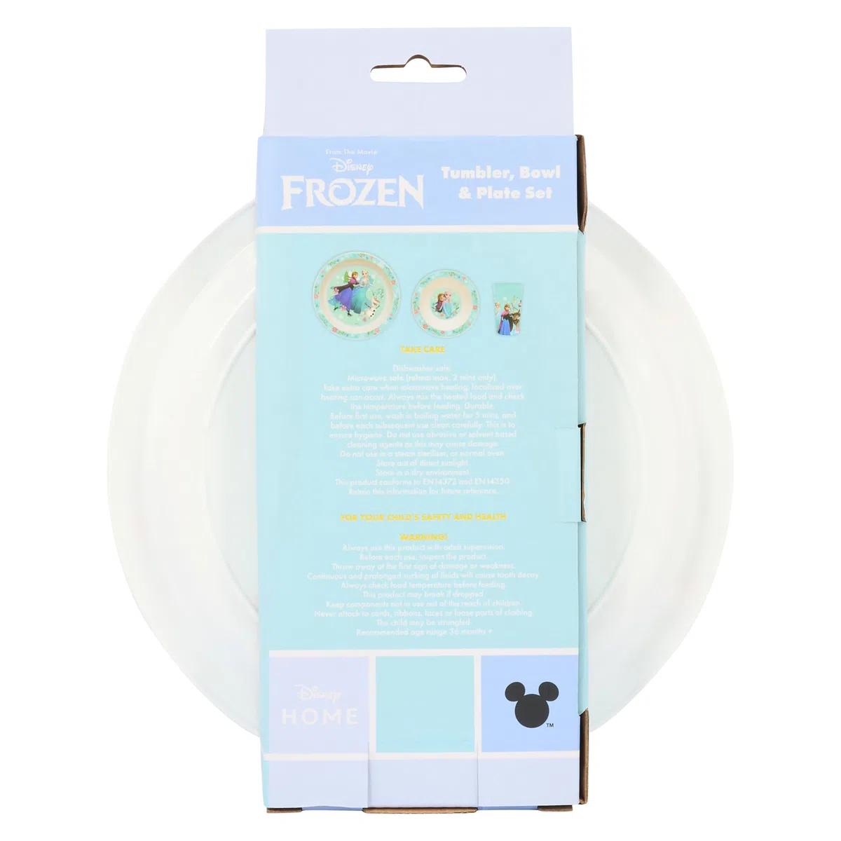 Disney Frozen - Vajilla infantil de polipropileno de 3 piezas, plato, cuenco y vaso con Anna, Elsa, Olaf, Kristoff y Sven, apto para microondas y lavavajillas, apto para mayores de 36 meses