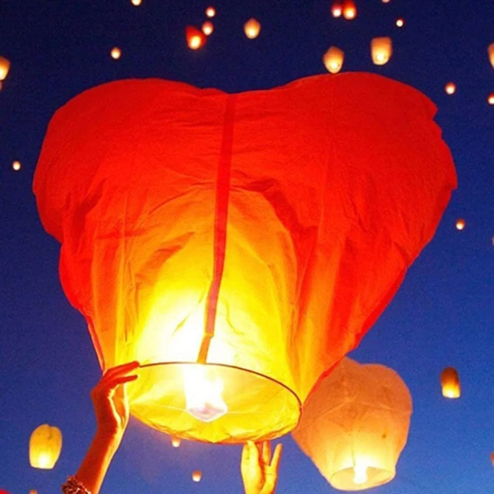 JRing Farolillos Voladores, Farolillos de Corazón Rojos (Pack 5)