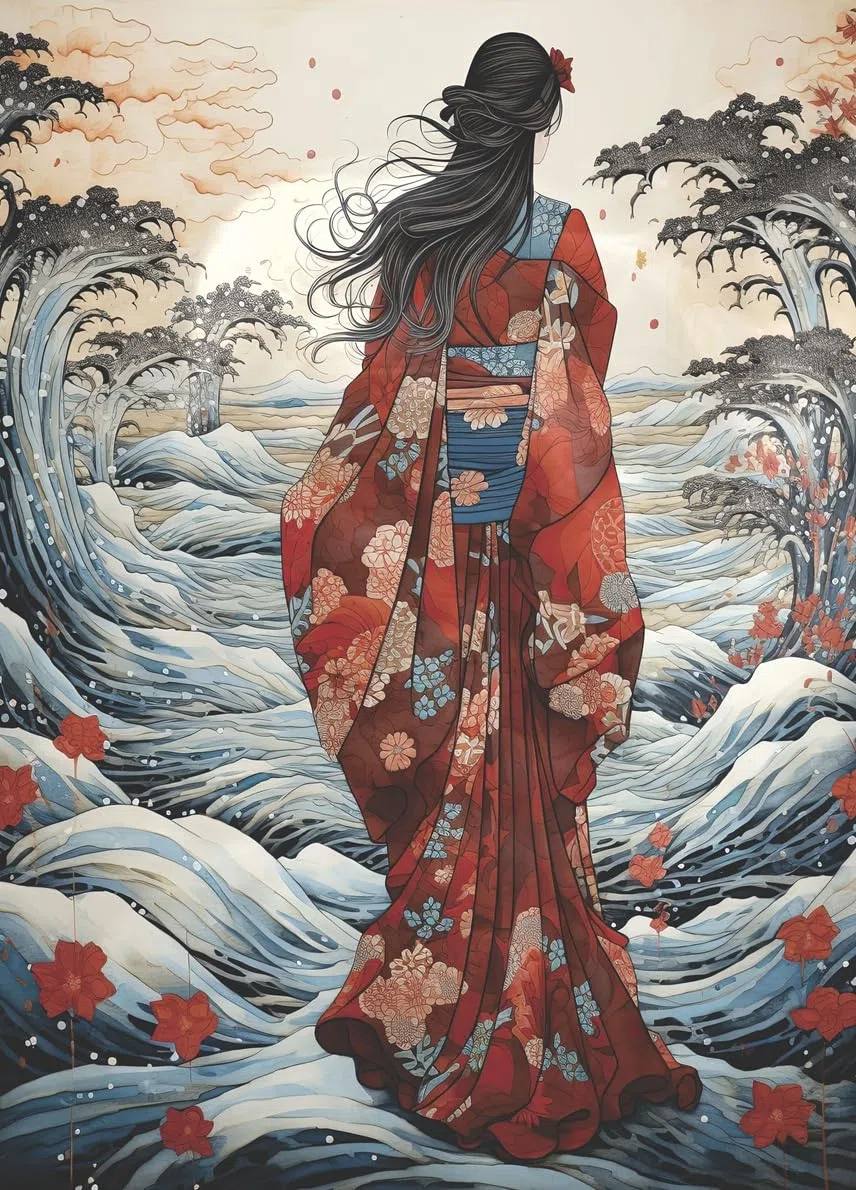 Papel de arroz Mujer Japonesa, 29 x 40cm (1pc) - para Muebles Póster Decoupage by CRAFT KREATIVELY