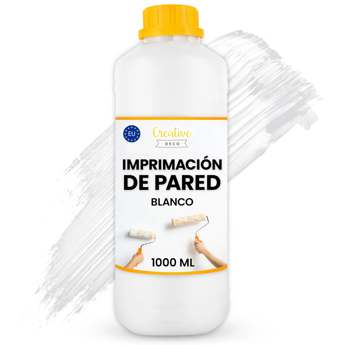 Creative DECO Imprimación de Pintura 1L Blanca | Primer Fijador Paredes y Techos | Eficacia 5m2 | Alta Adherencia | Bloqueador de Manchas | Secado Rápido | Sin Disolventes | Fácil Aplicación