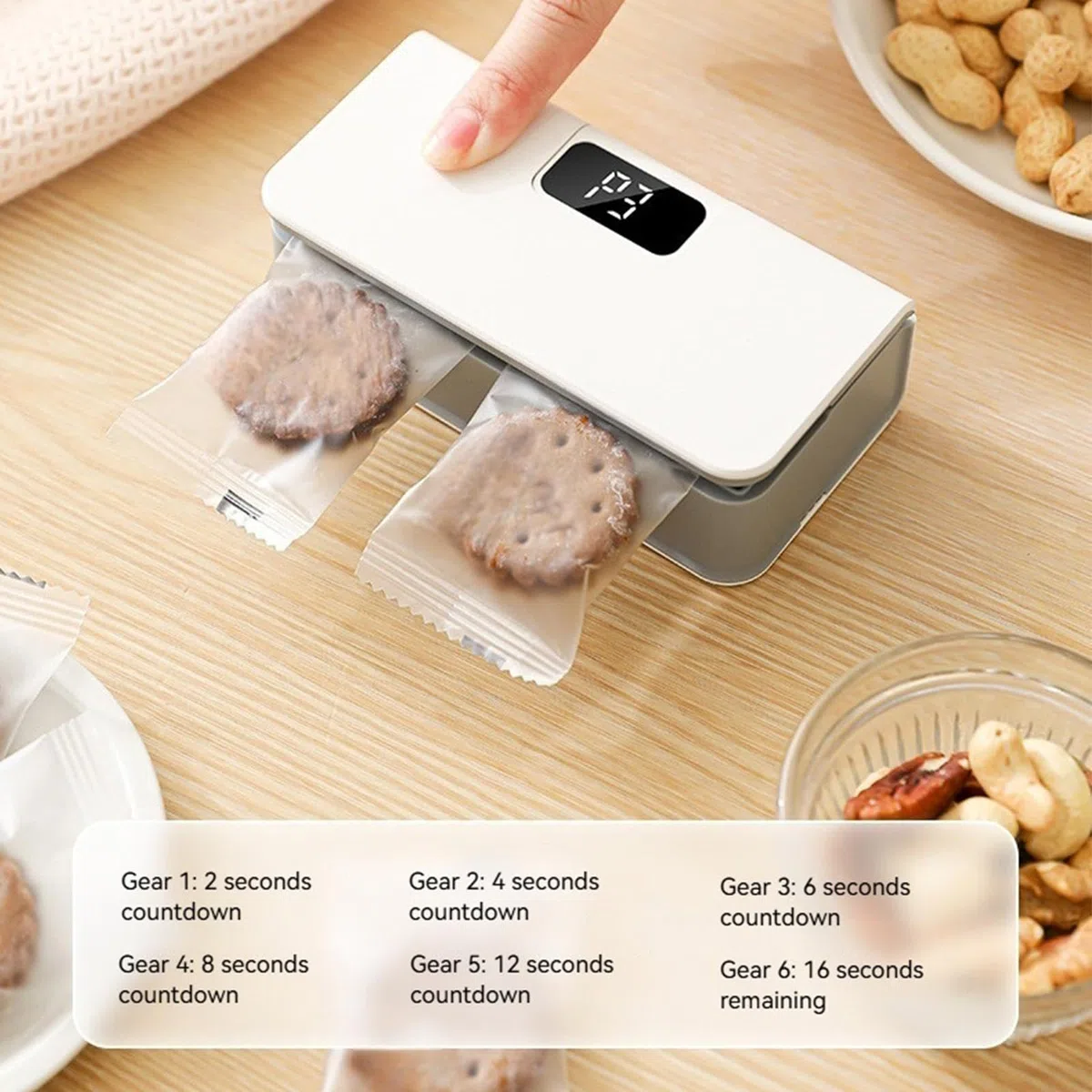 Máquina selladora de bolsas – Revelador magnético de mano de 6 niveles, herramienta de sellado de pantalla LED, uso de bocadillos, sándwich, refrigerador, viajes, hogar, almacenamiento de viajes por
