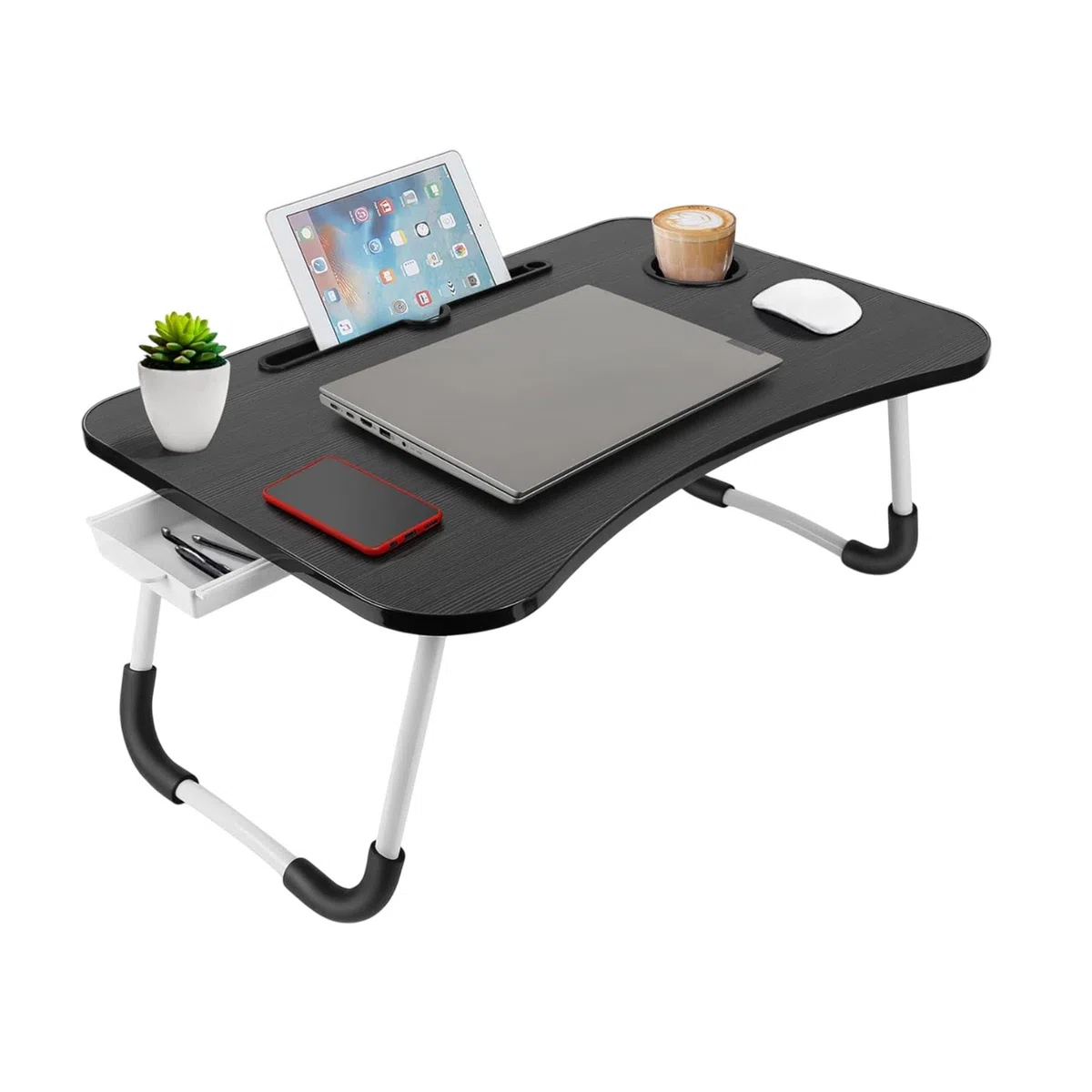 Bandeja de Servir plegable para cama color Negro 60x40x26cm