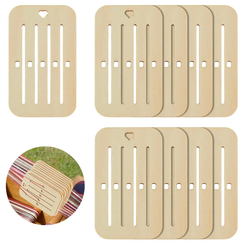 AHANDMAKER 10 tarjetas de tejido, kit de tejido de cinturón de madera, herramientas de tejido de telar, suministros de tejido para bolsa, cinturón, correa de cámara, suministros de tejido para
