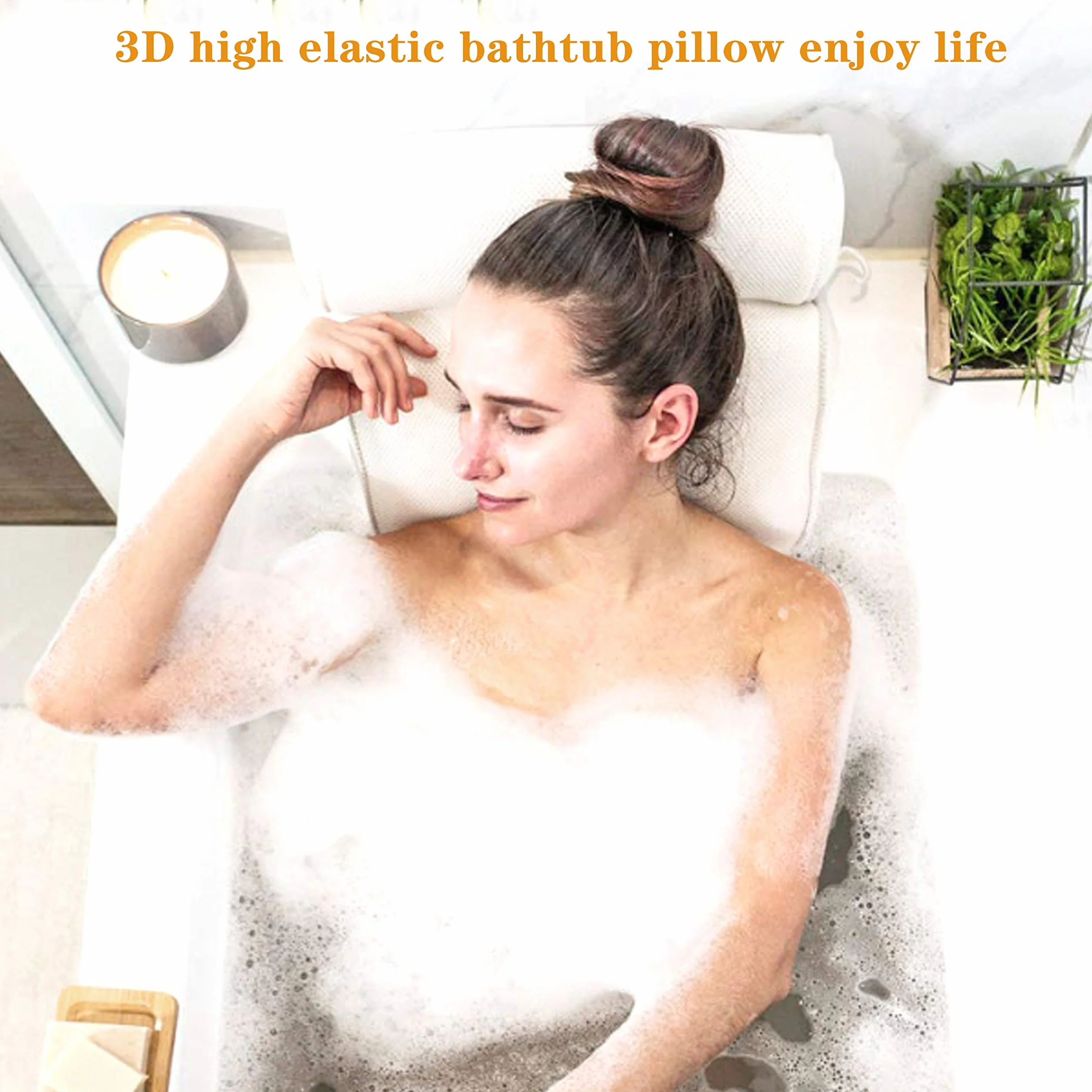 Yuning Almohada de Baño,Reposacabezas Bañera con 6 Ventosas,Soporte Suave la Cabeza,El Cuello,los Hombros y la Espalda y una cómoda Alfombra de baño,para SPA en Casa Bañera de Hidromasaje (Blanco)