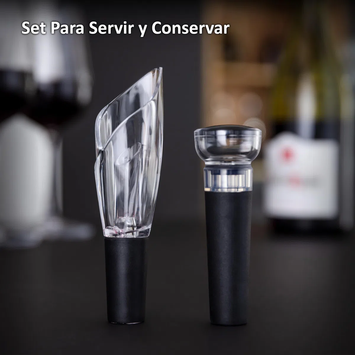 Haier HAWGKIT02 Set de Accesorios para Vino, Aireador y Recogegotas Tulipán, Tapón de Vacío
