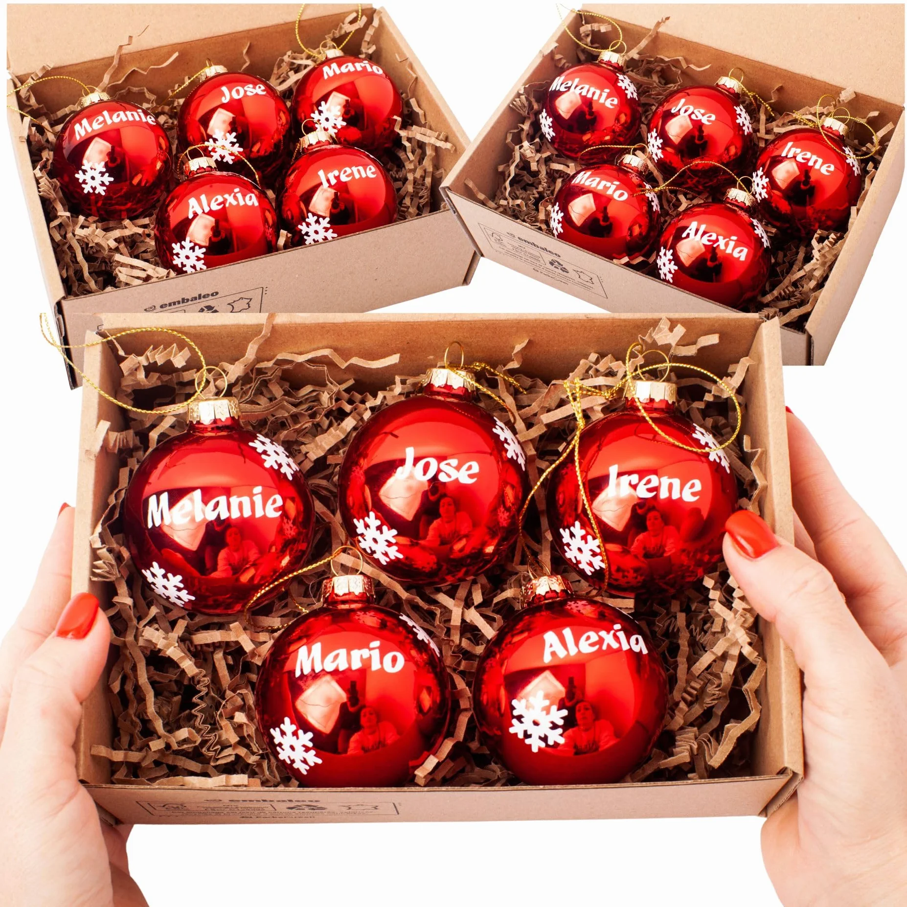 Olesea Bolas de Navidad Personalizadas Glossy– Adornos para Árbol | Decoración Navideña Elegante | con Nombre | Natal Decoração – Natal | Navidad Empresas