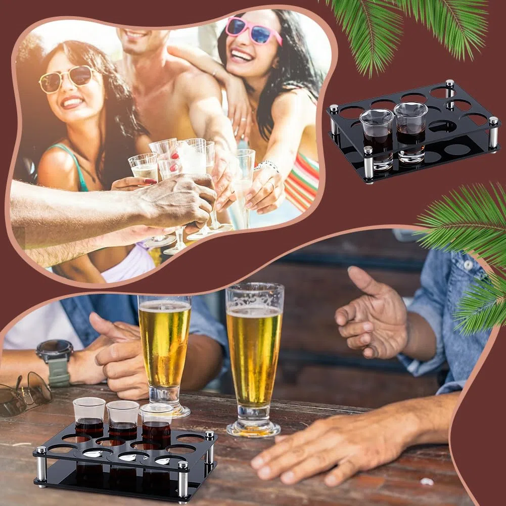 UNICRAFTALE Bandeja porta vasos de chupito de acrílico – Soporte organizador para copas de vino negras