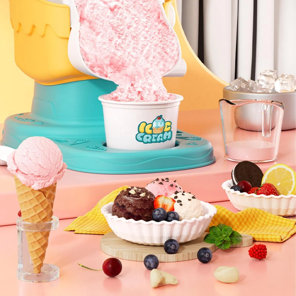 Máquina para hacer helados,Heladera para niños - Kit de creación de batidos de frutas congeladas para niños,Resultados instantáneos Máquina manual de yogurt congelado fácil de limpiar para postres, so