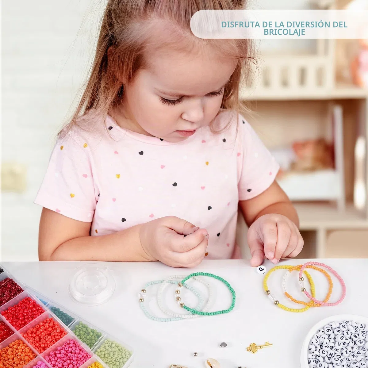 RUBY 3MM Abalorios para Hacer Pulseras con 300 Abalorios Letras Cuentas para Pulseras DIY Kit Pulseras Bolitas Set Regalos para Niños Adultos para Navidad Cumpleaños etc