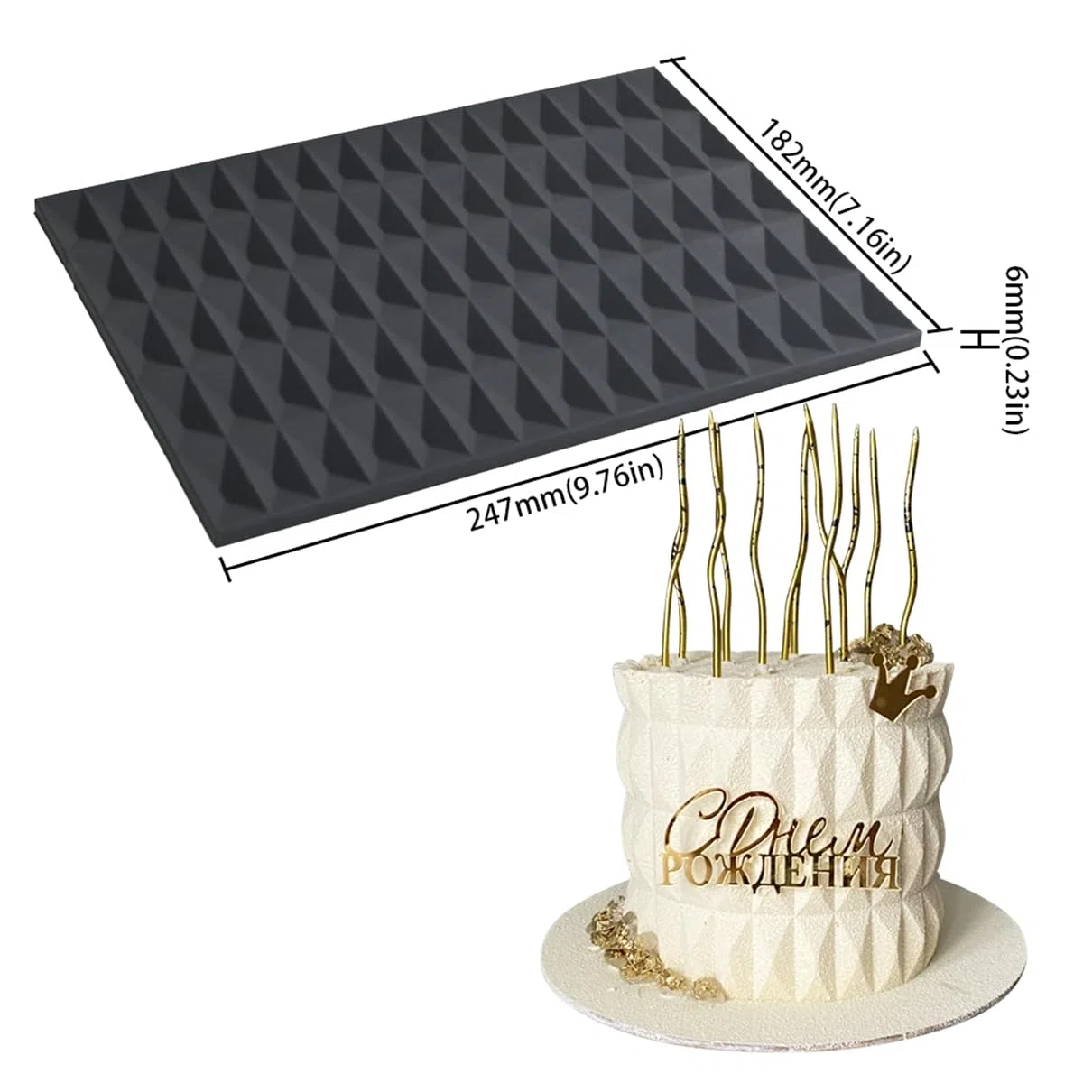 mostsom Molde de silicona para tartas, diseño de cubo, fondant, para hornear, dulces, chocolate, crema de mantequilla, reutilizable, antiadherente, flexible, herramienta de decoración de pasteles