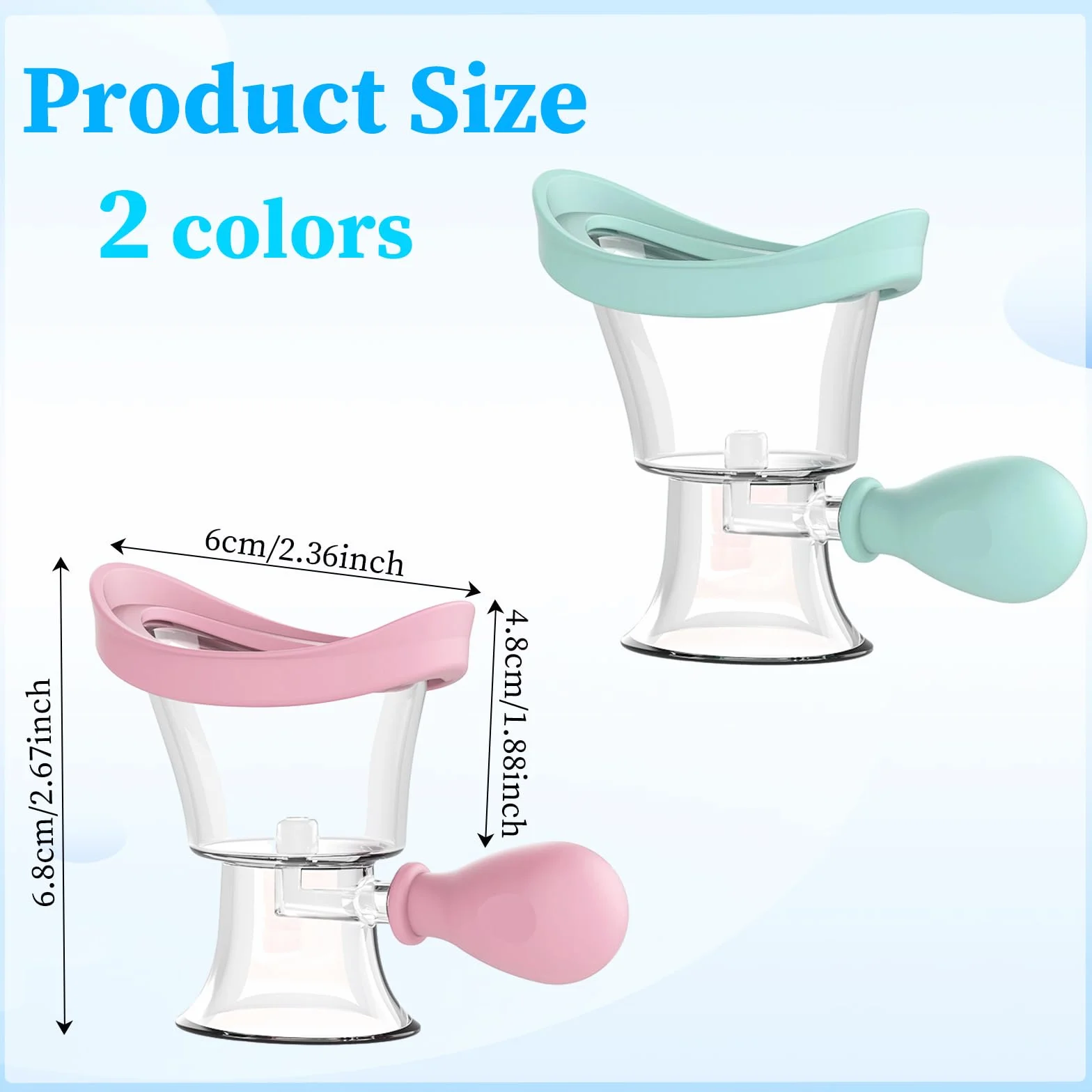 Tazas de Ojos Reutilizables Portátiles, 2 Piezas Taza de Lavado de Ojos, Vasos Lavaojos de Silicona, Copas de Lavado de Ojos, Baño Lavaojos, Manual Presión de Aire Limpieza de Ojos, (Azul, Rosa)