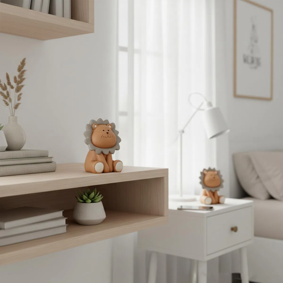 Alcancía de León Reutilizable en Resina Premium - Hucha Infantil con Diseño de Dibujos Animados, Regalo Original para Cumpleaños Niños o Decoración Habitación Infantil (Marrón, Large)