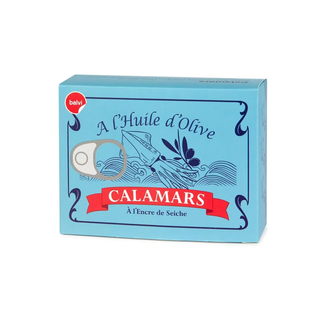 Balvi Tenedor aperitivo Conserverie Calamars Diseño retro de conserva de calamares Lata/inox
