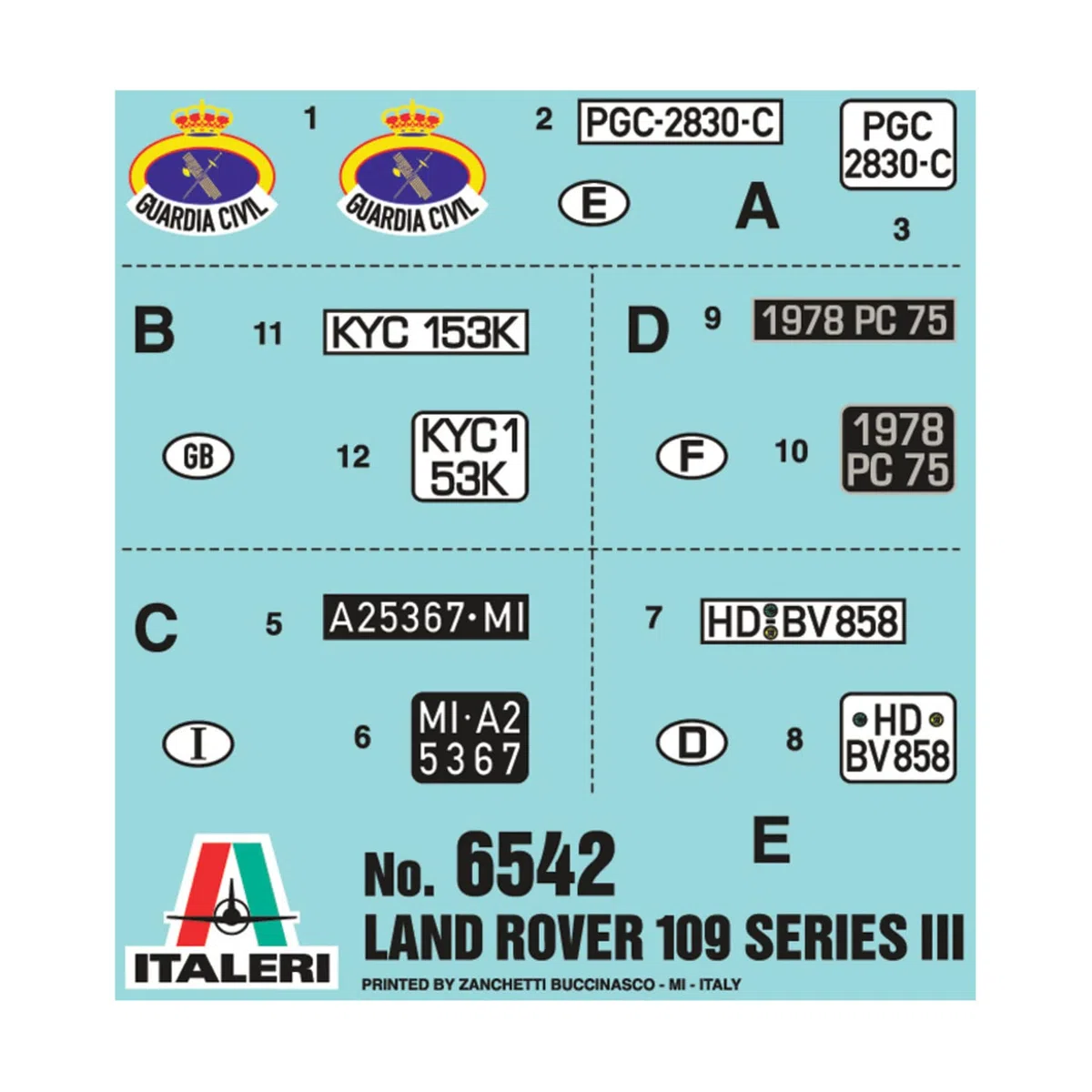 Italeri 510006542 1:35 Land Rover 109" Guardia Civil-Modelo de Suelo, Hobby, Pegado, Kit de plástico, detallado, Multicolor