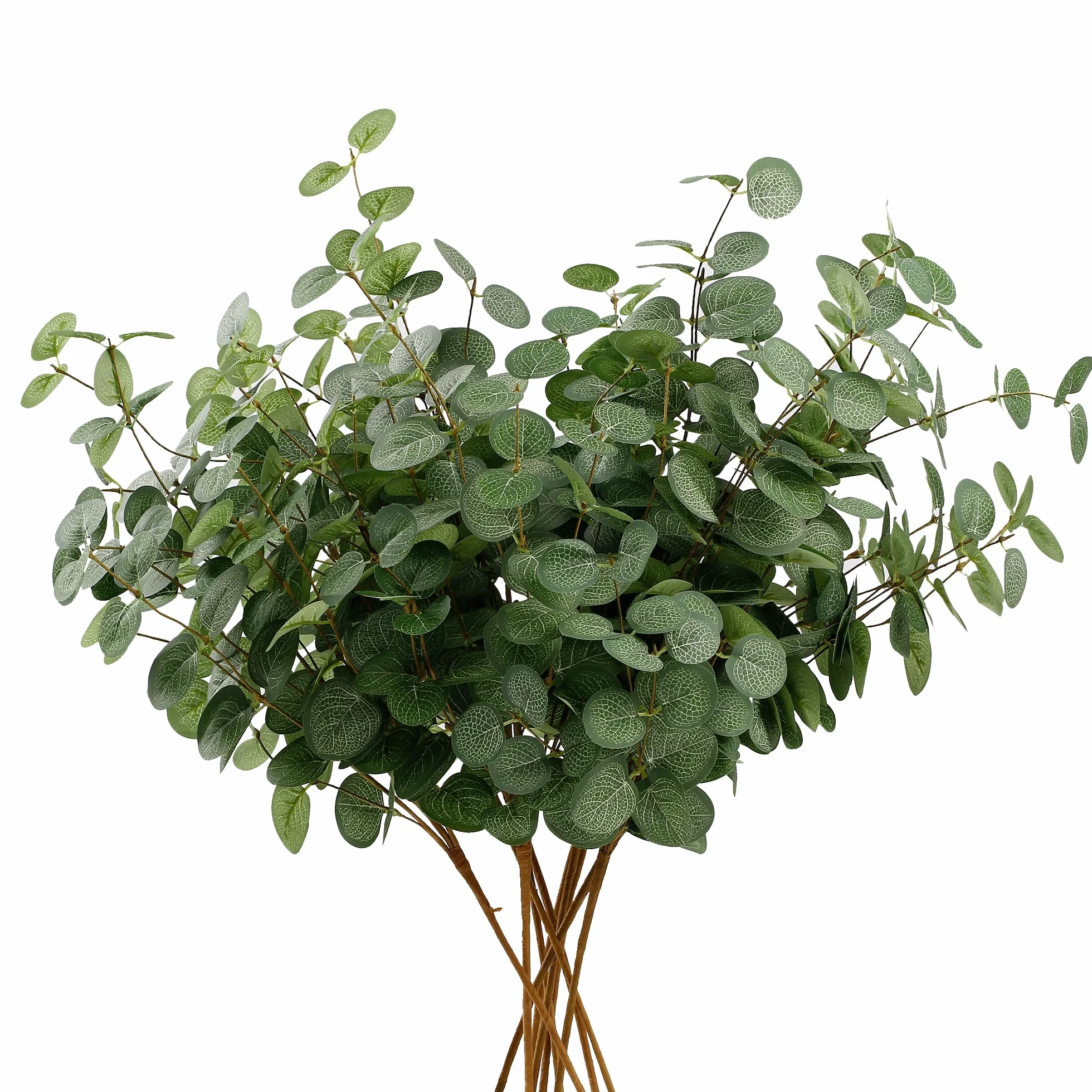 HNVNER 6 Ramos Artificiales de Eucalipto, de Seda Sintética, Follaje Verde con Hojas y Ramas, para Arreglos Florales, Decoración del Hogar, Boda o Fiesta