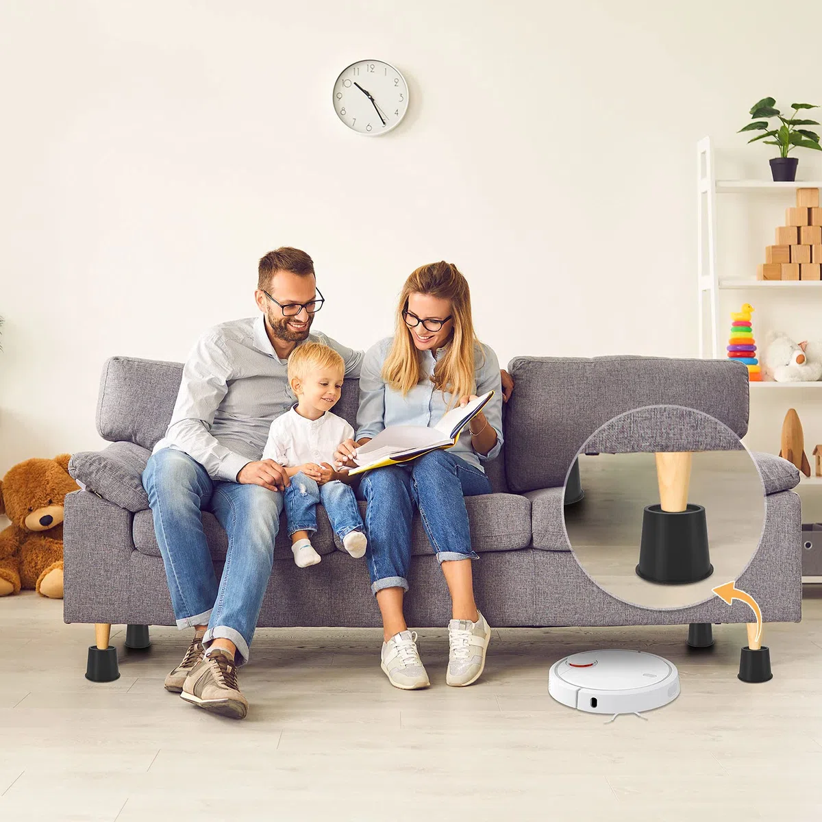 Uping Elevador de Muebles, Elevadores Ajustables para Camas, Mesas o Mobiliario, Agregue Altura de 8CM (4 pack, negro)