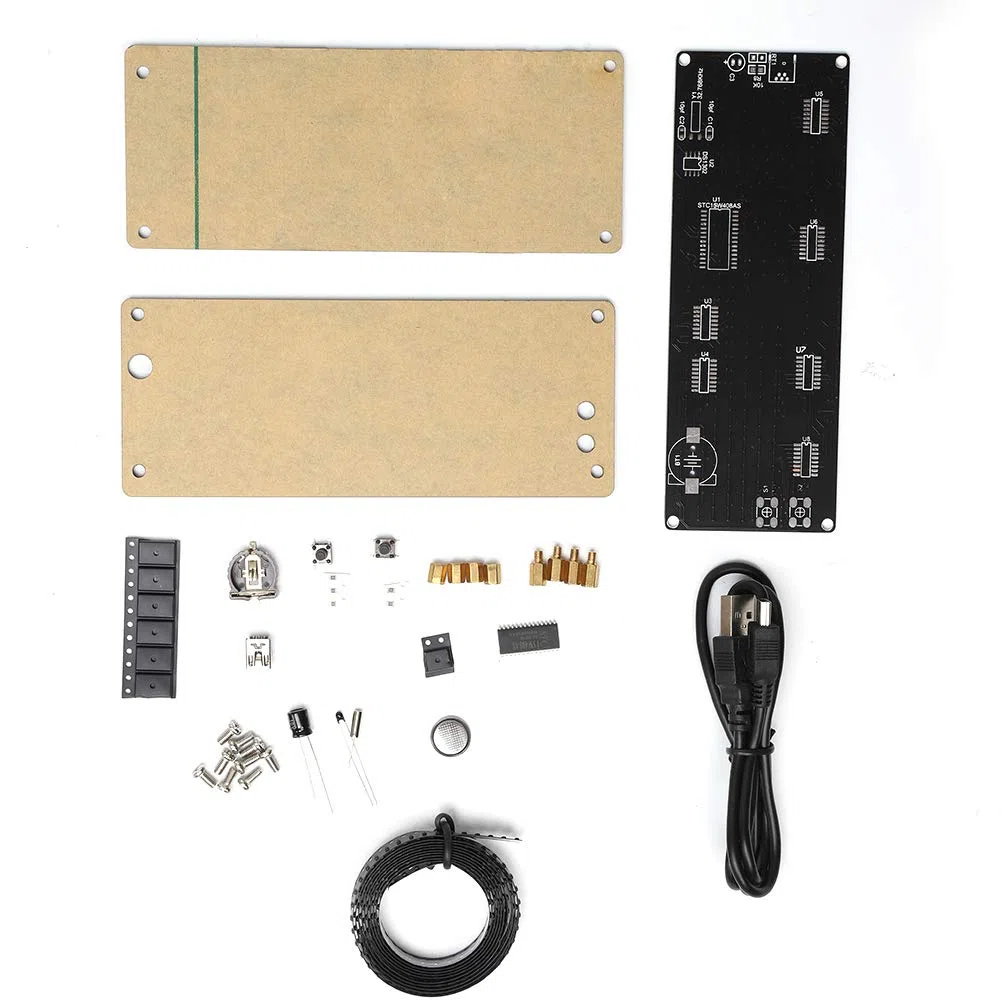Dot Lattice Clock Kit, 5V Patch Digital Lattice Kit de reloj electrónico DIY en apariencia acrílica con indicación de temperatura, Movimientos de reloj Kit de reloj de celosía DIY con placa base