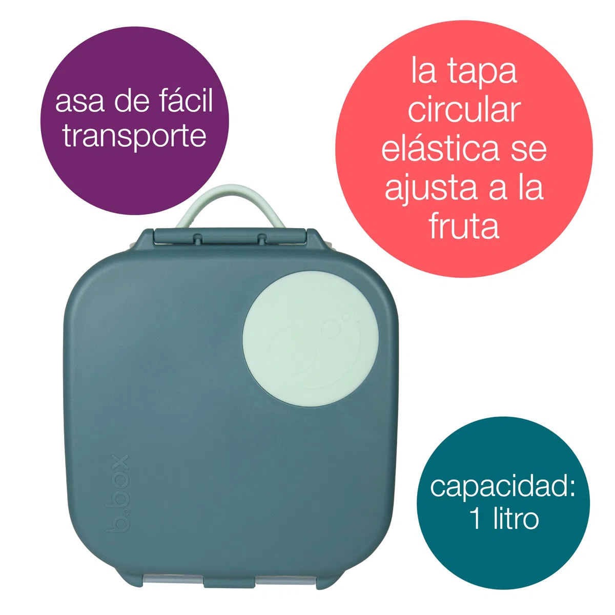b.box Mini Lunch Box Niños | Fiambrera Infantil Bento con 3 Compartimentos (2 Herméticos) | Fiambrera Niños Ideal para Almuerzos y Picoteo | Cabe 1 Fruta Entera | Sin BPA