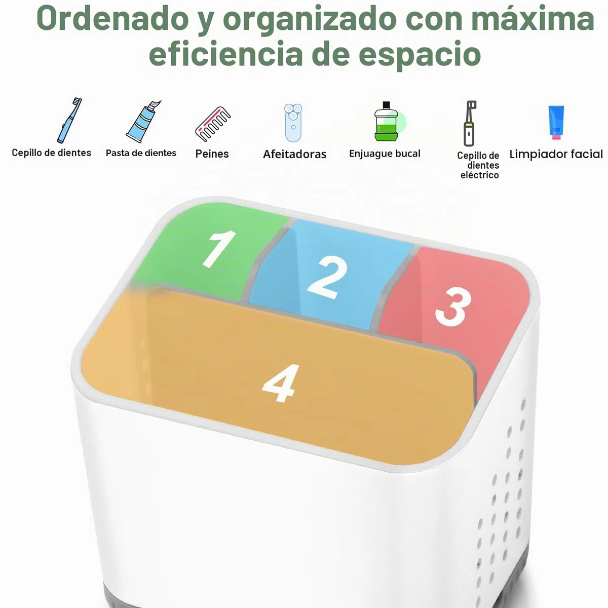 Portacepillos de dientes de plástico antideslizante Portacepillos de dientes para cepillo eléctrico con 4 ranuras para el baño, Organizador de cepillos de dientes extraíble Gris con desagüe para