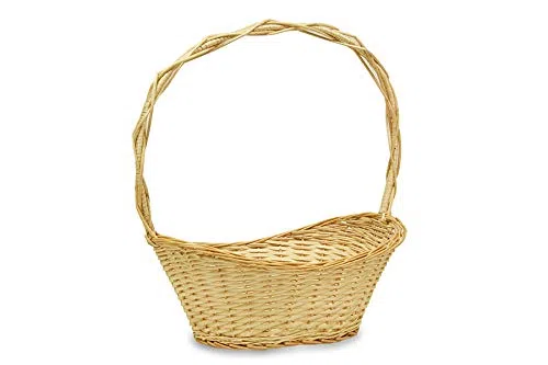 CESTA TIRETA NATURAL: Cesta de Mimbre Grande para Lotes, Navidad y Ofrendas de Flores - 53x34x58