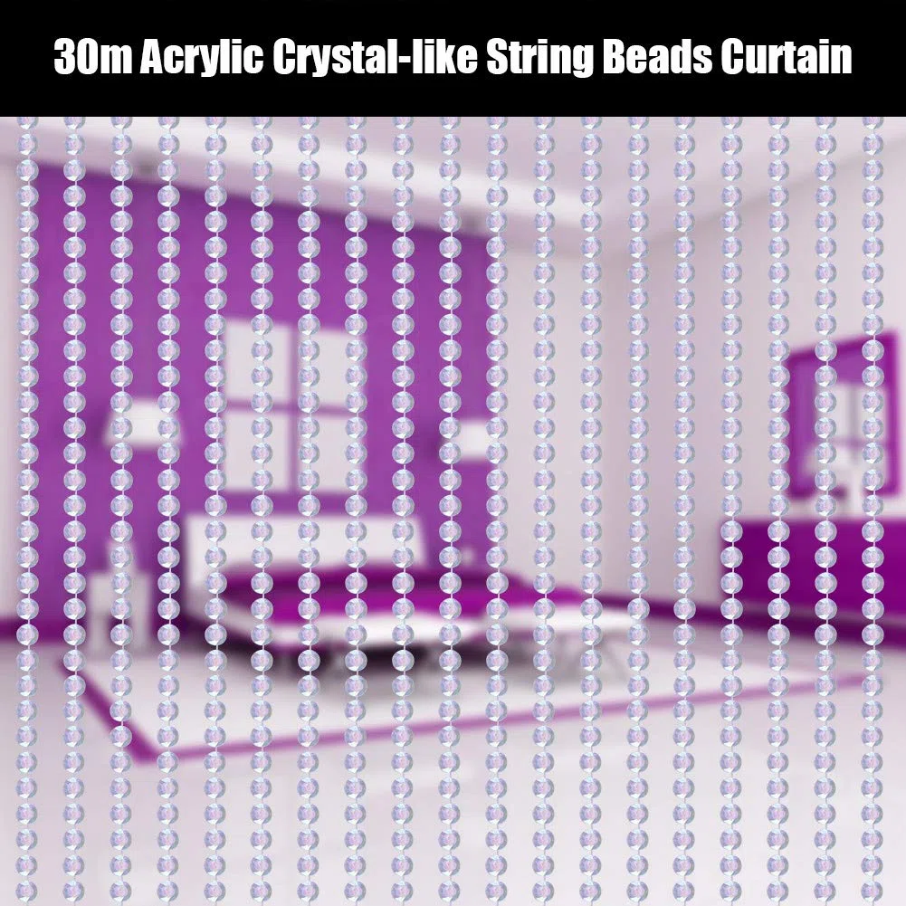 Tyenaza Guirnalda de Cuentas de Cristal en Rollo, Cortina de Cuentas de Acrílico, Hebras Decorativas para Bodas, Fiestas, Celebraciones y Decoración de Árboles, 30 m (2#)