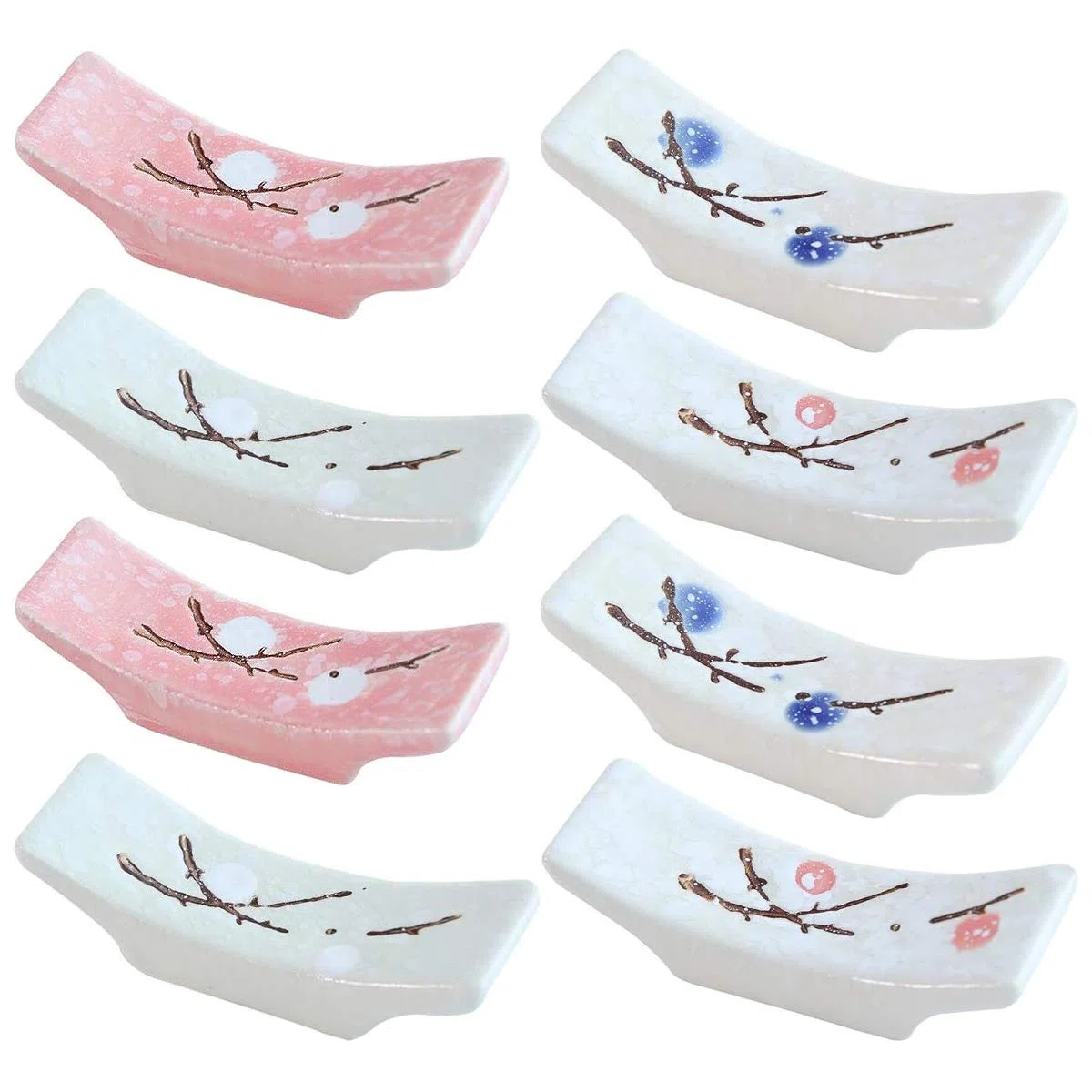 Palillos de Cerámica Soporte, 8 Piezas Palillos Descansa en Cerámica Reutilizables Naturales Palillos Titular Resto Set Clásico Bambú Estilo para Cuchillo Tenedor Cuchara Sushi Palillos Resto