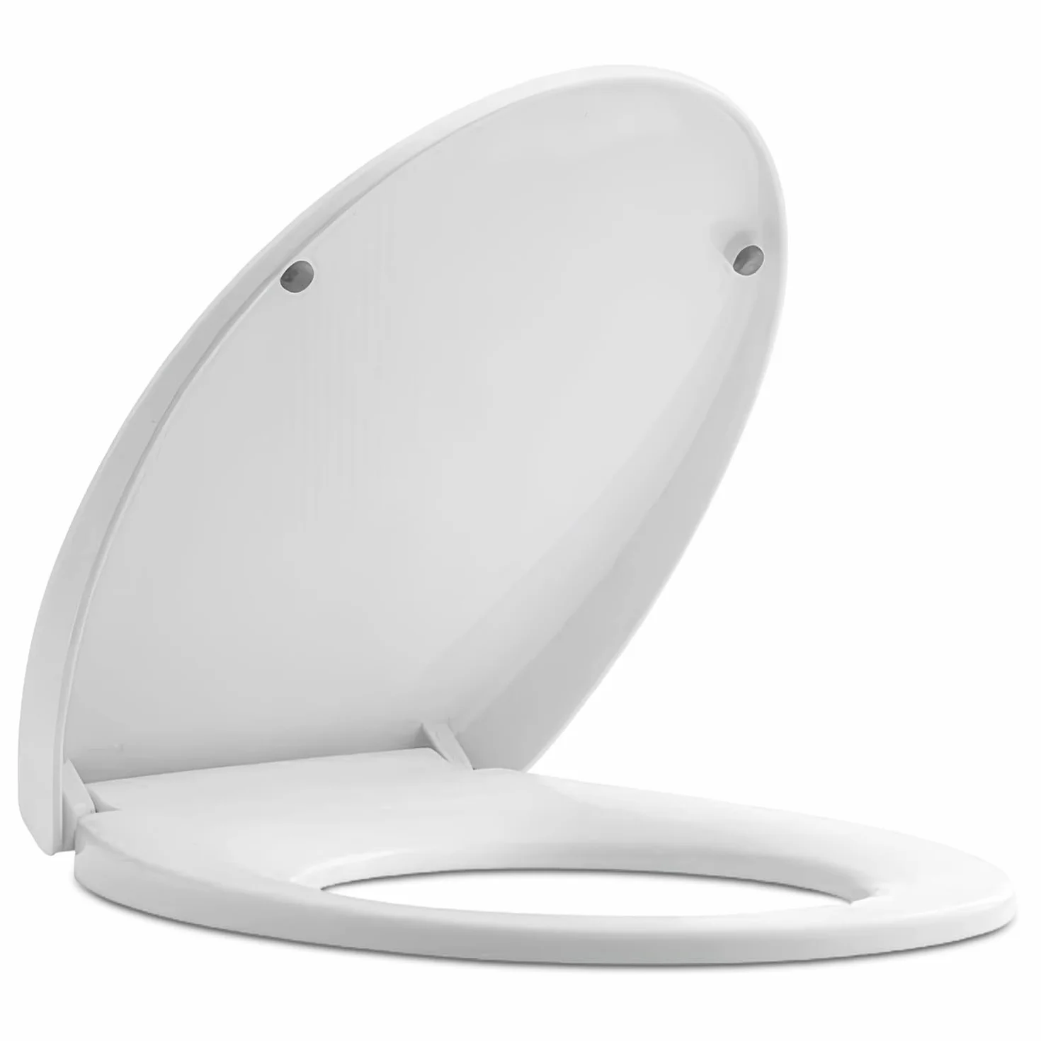 Tapa WC Universal Forma Ovalada Blanca con Cierre Amortiguado, Asiento Inodoro Blanco con Bisagras Desmontables, Tapadera WC Compatible con Inodoros Forma O